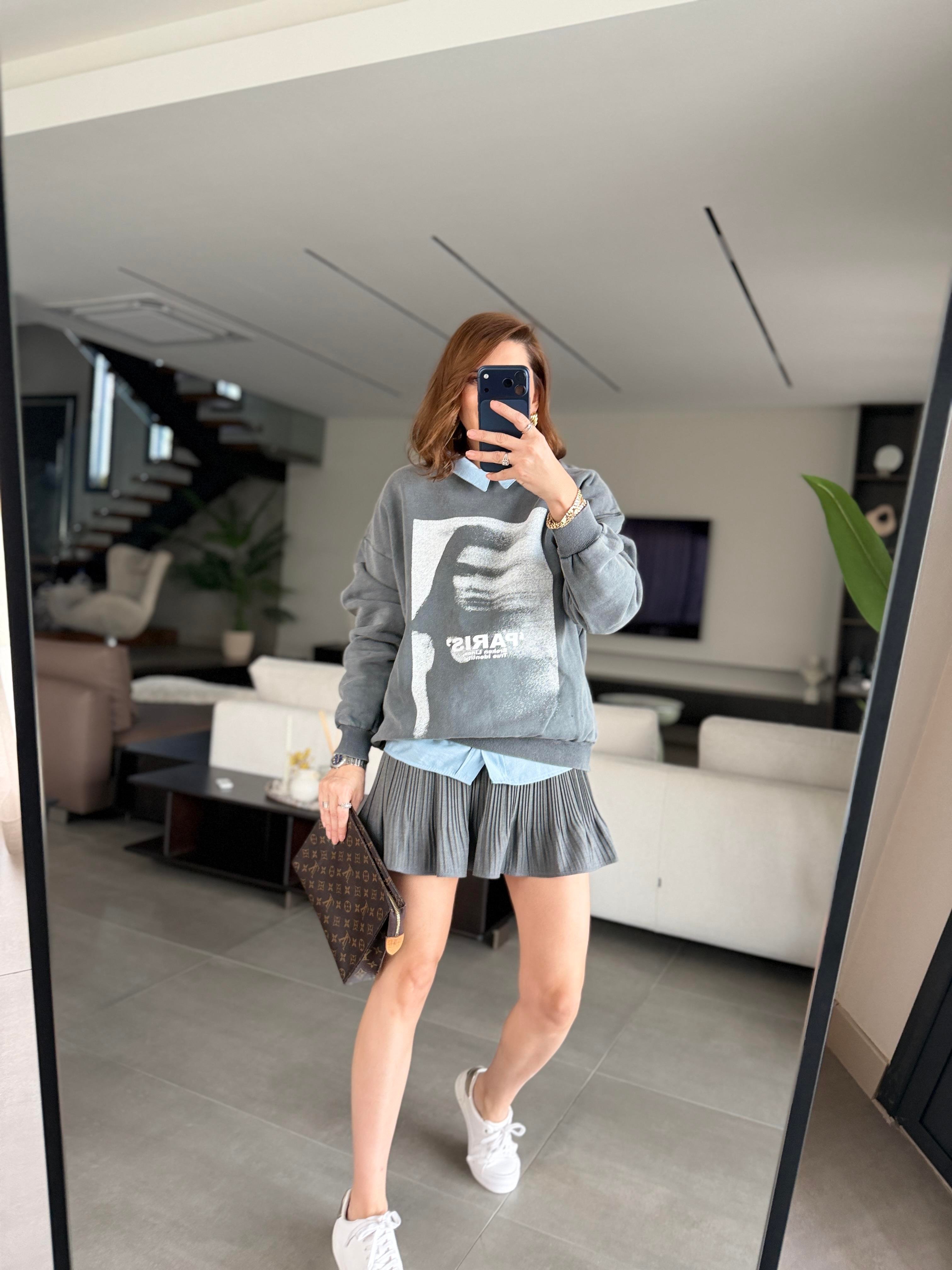 Paris Baskılı Oversize Sweat