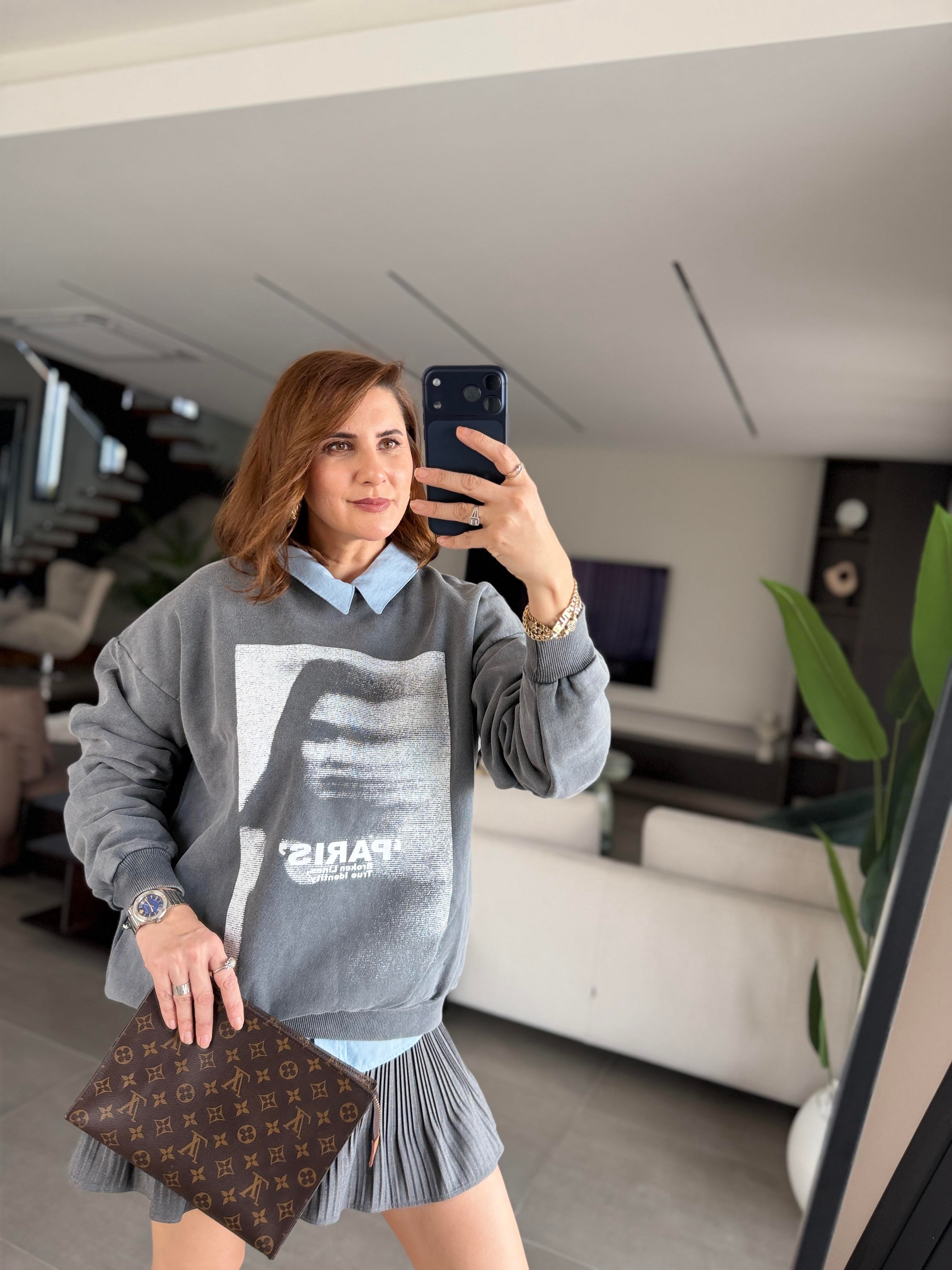 Paris Baskılı Oversize Sweat