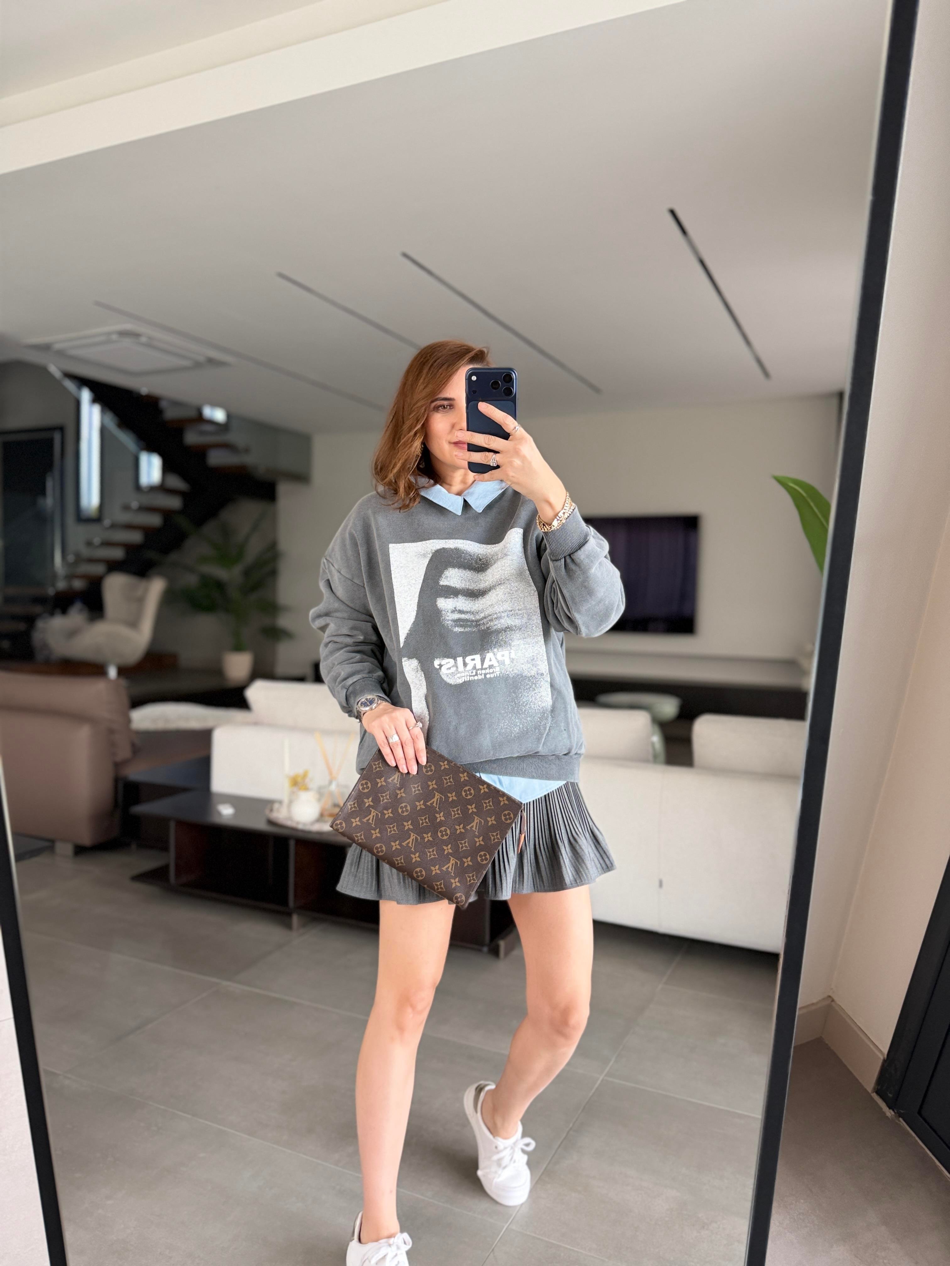 Paris Baskılı Oversize Sweat