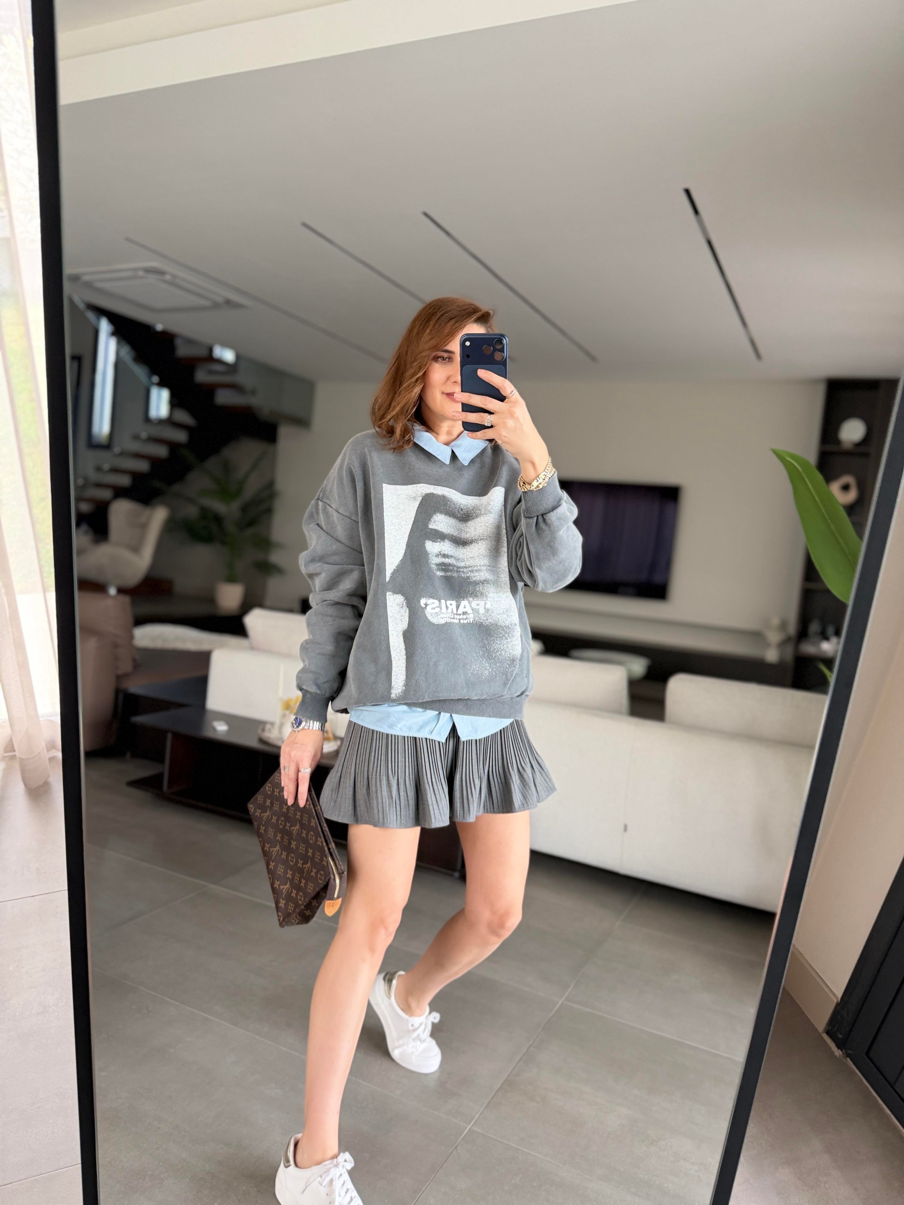 Paris Baskılı Oversize Sweat