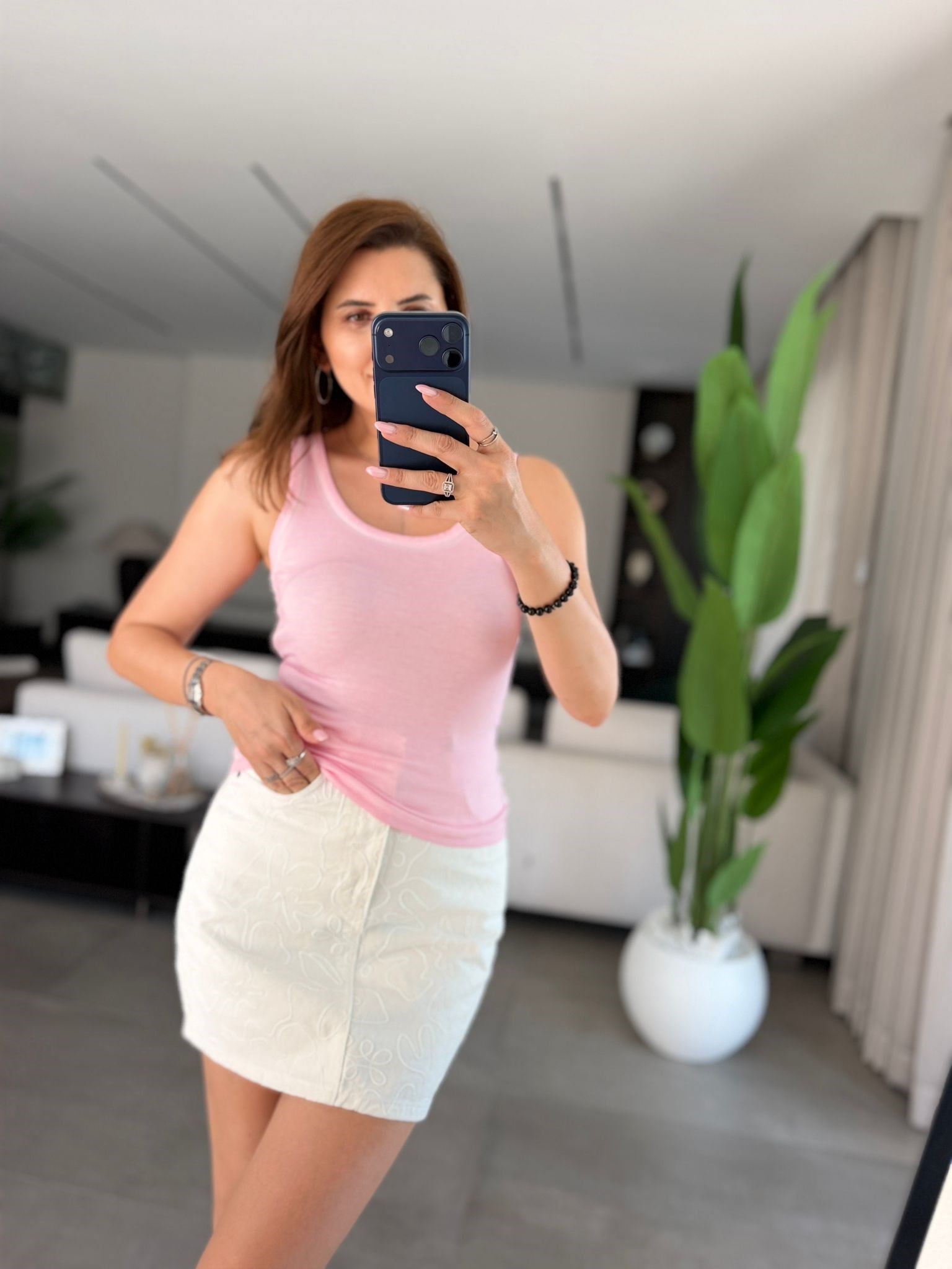 Pembe Askılı Batik Atlet