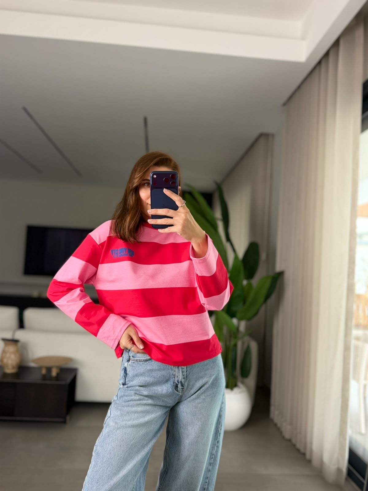 Pembe Baskılı NY Sweatshırt