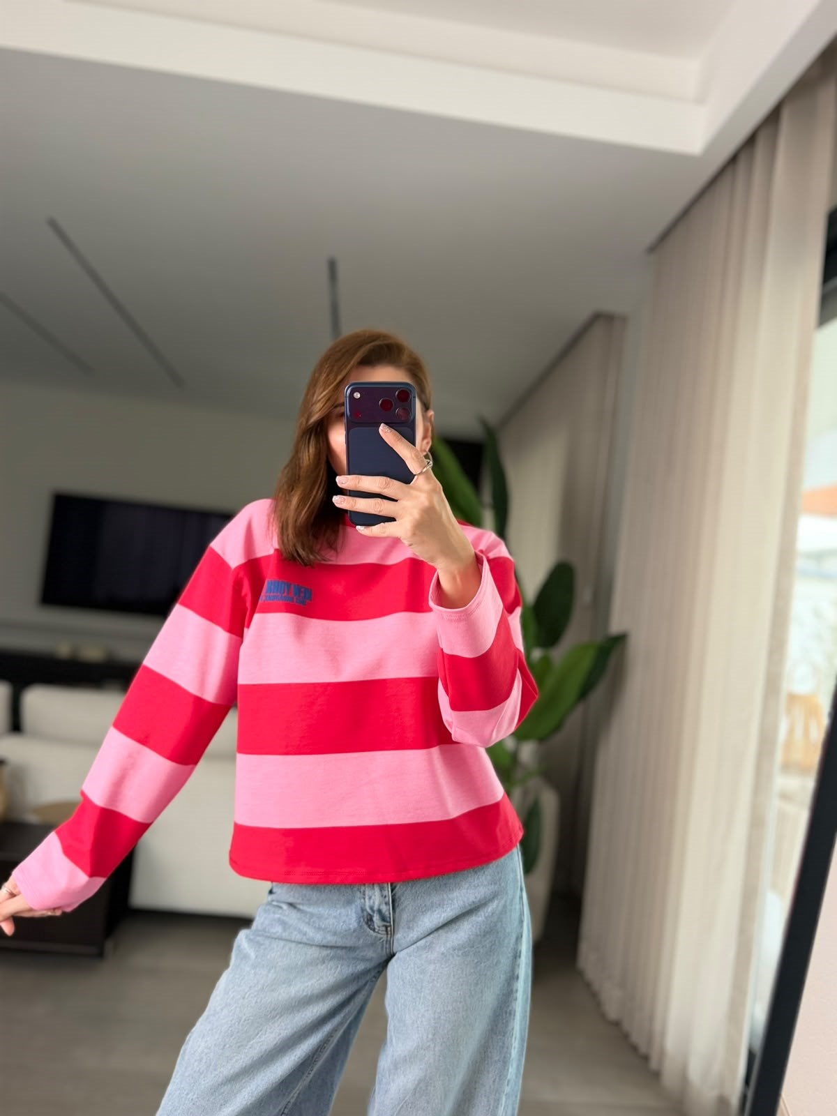 Pembe Baskılı NY Sweatshırt