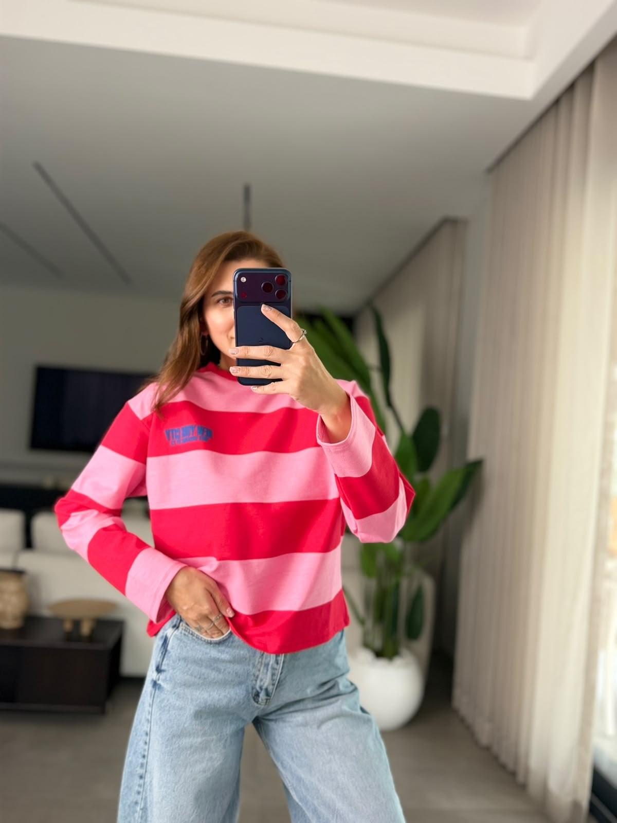 Pembe Baskılı NY Sweatshırt