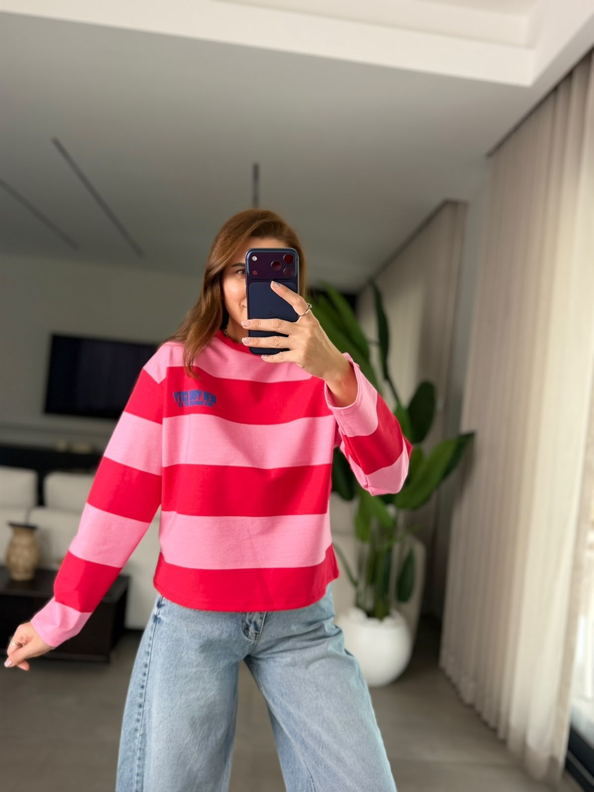 Pembe Baskılı NY Sweatshırt