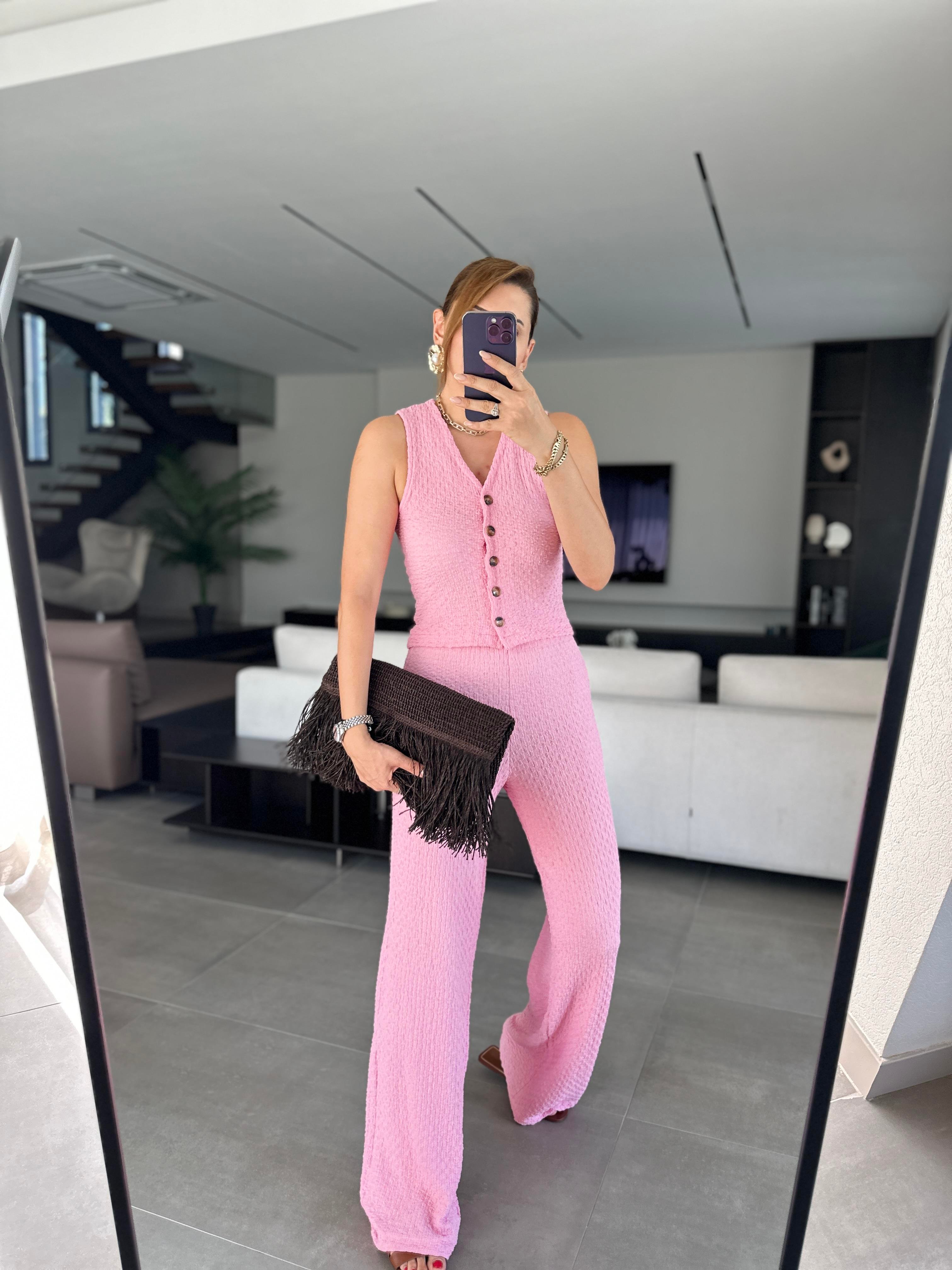 Pembe Boaz Yelek Takım