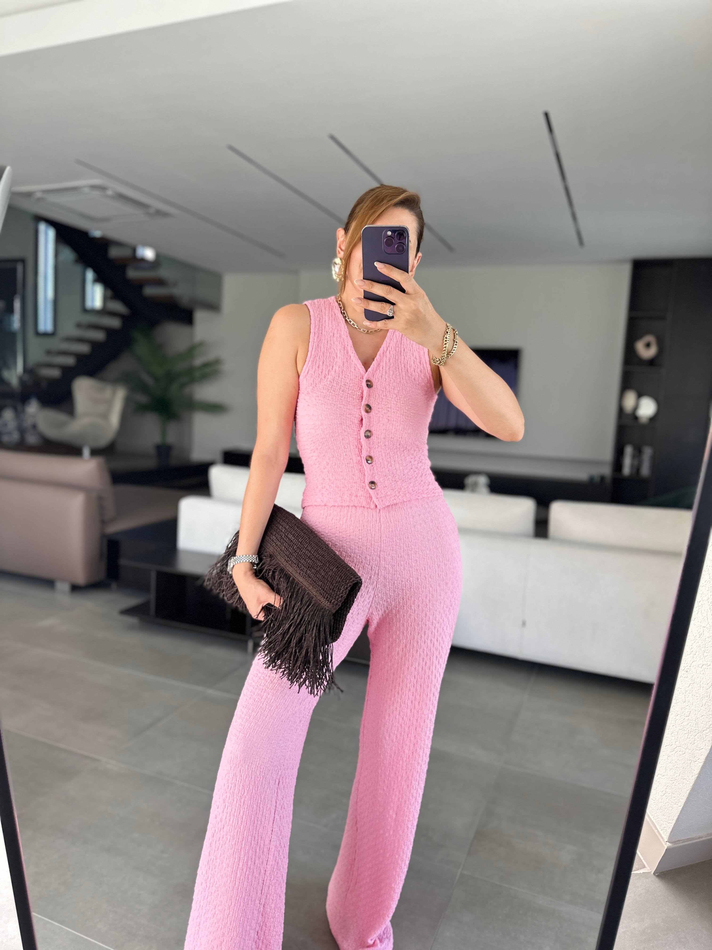 Pembe Boaz Yelek Takım
