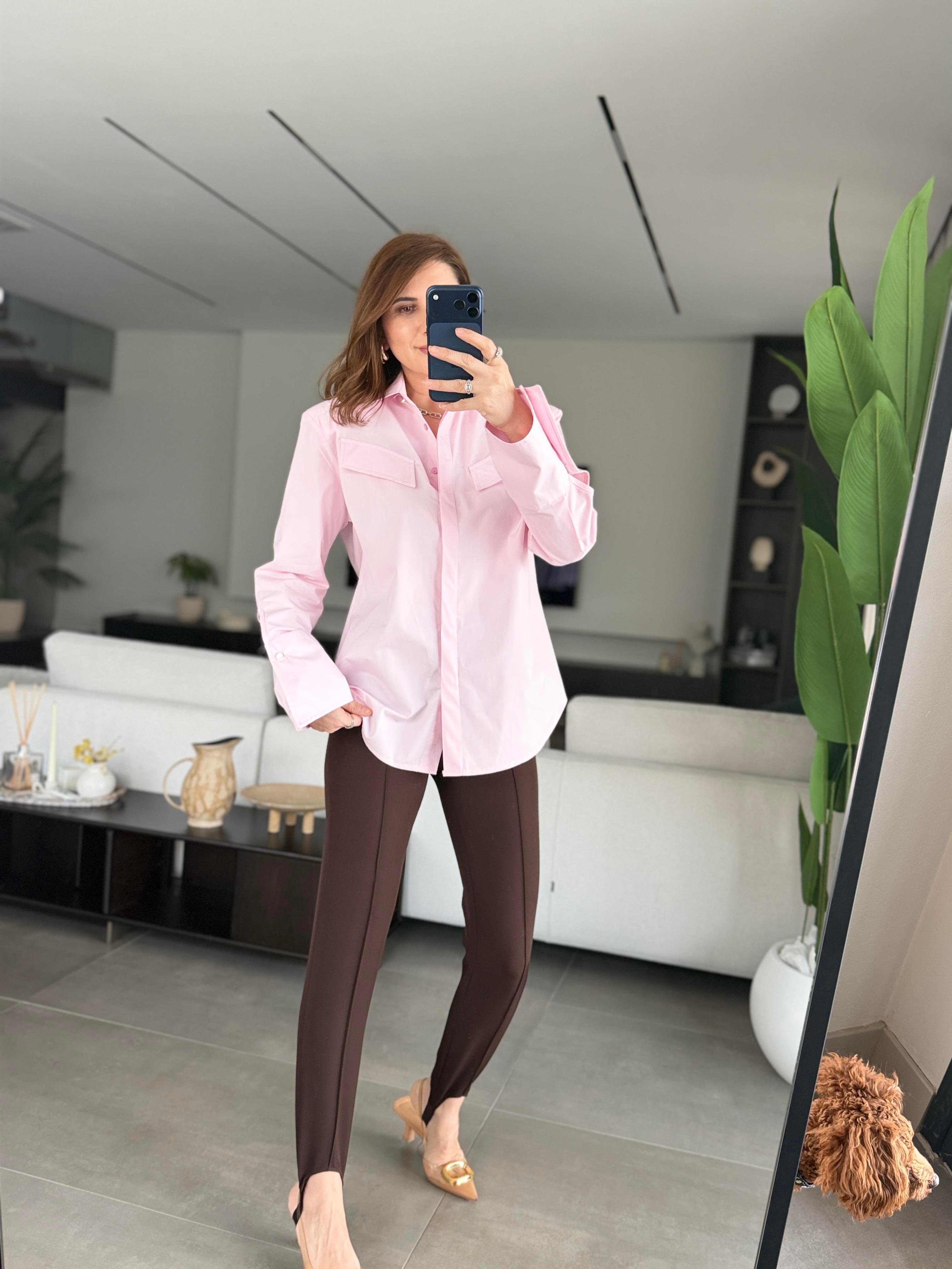 Pembe Cep Görünümlü Vatkalı Gömlek