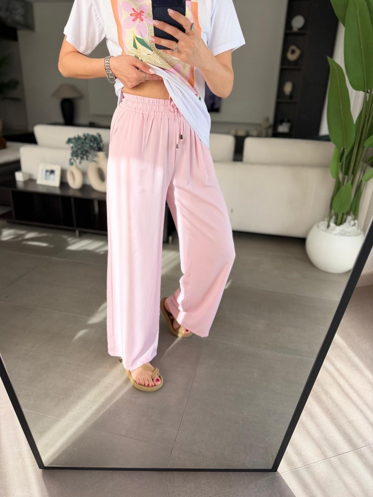 Pembe Dublin Beli İpli Pantolon