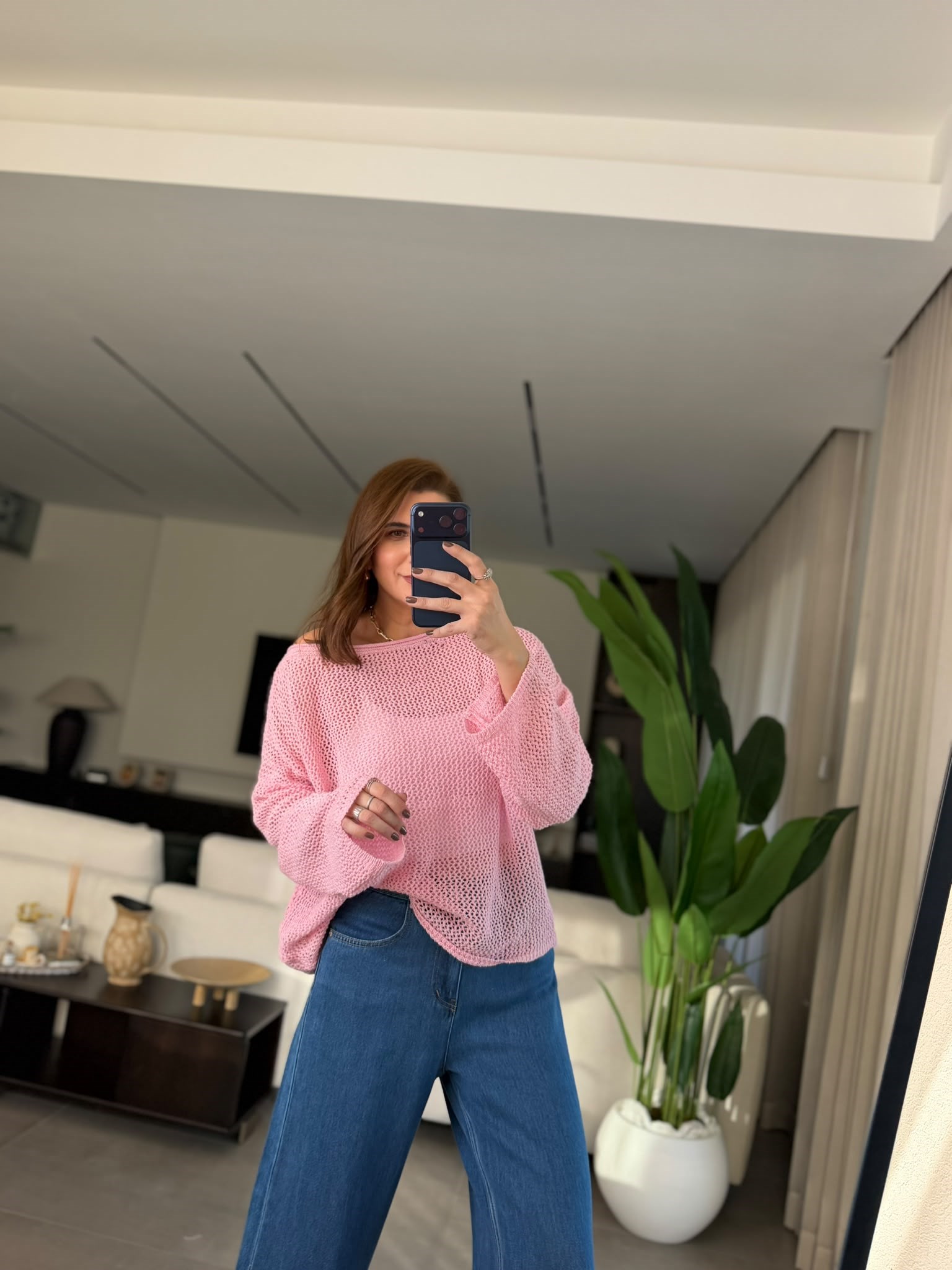Pembe Geniş Yaka Merserize