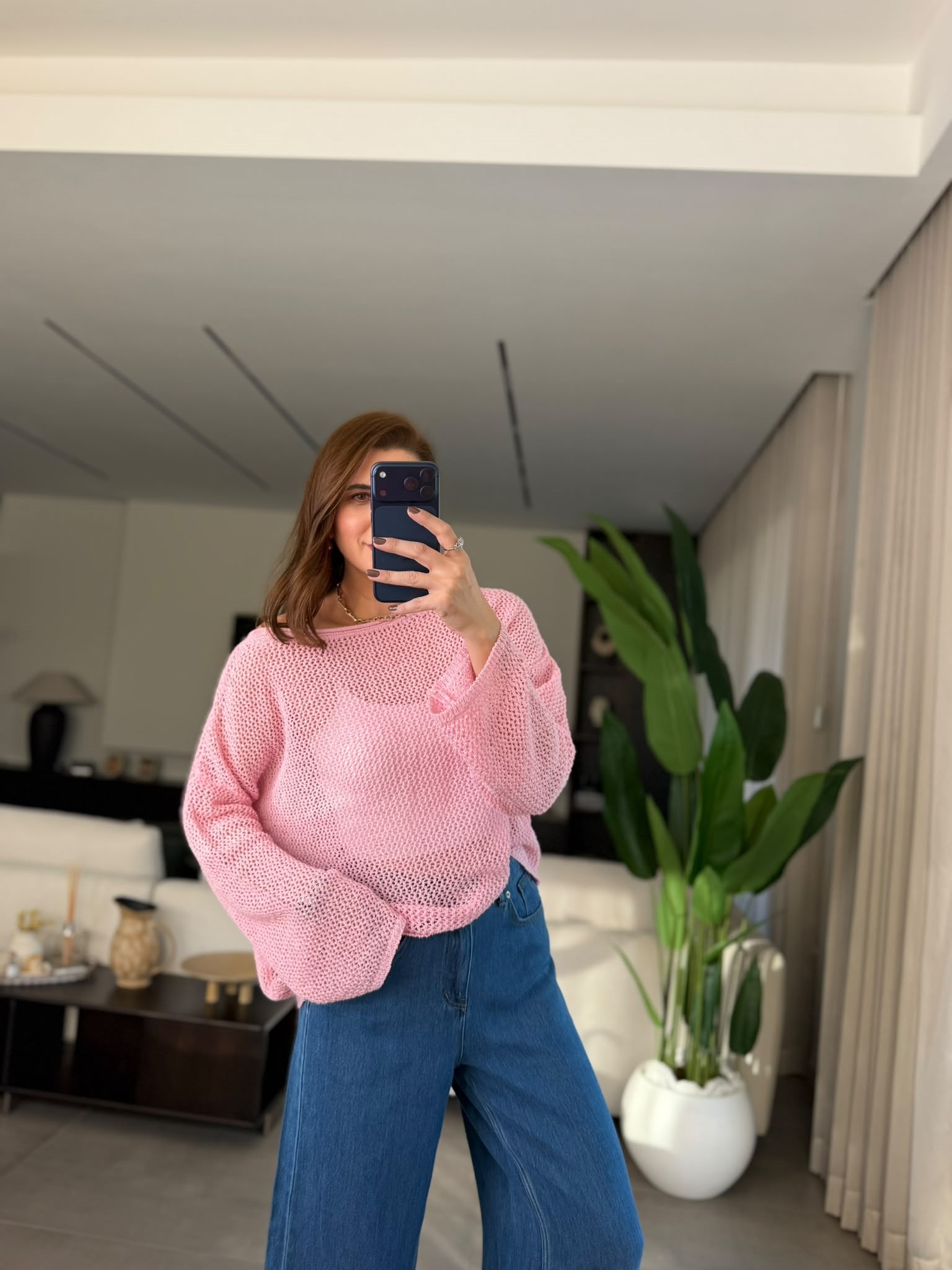 Pembe Geniş Yaka Merserize