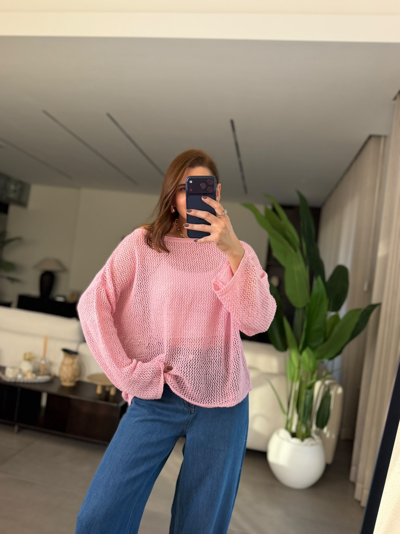 Pembe Geniş Yaka Merserize