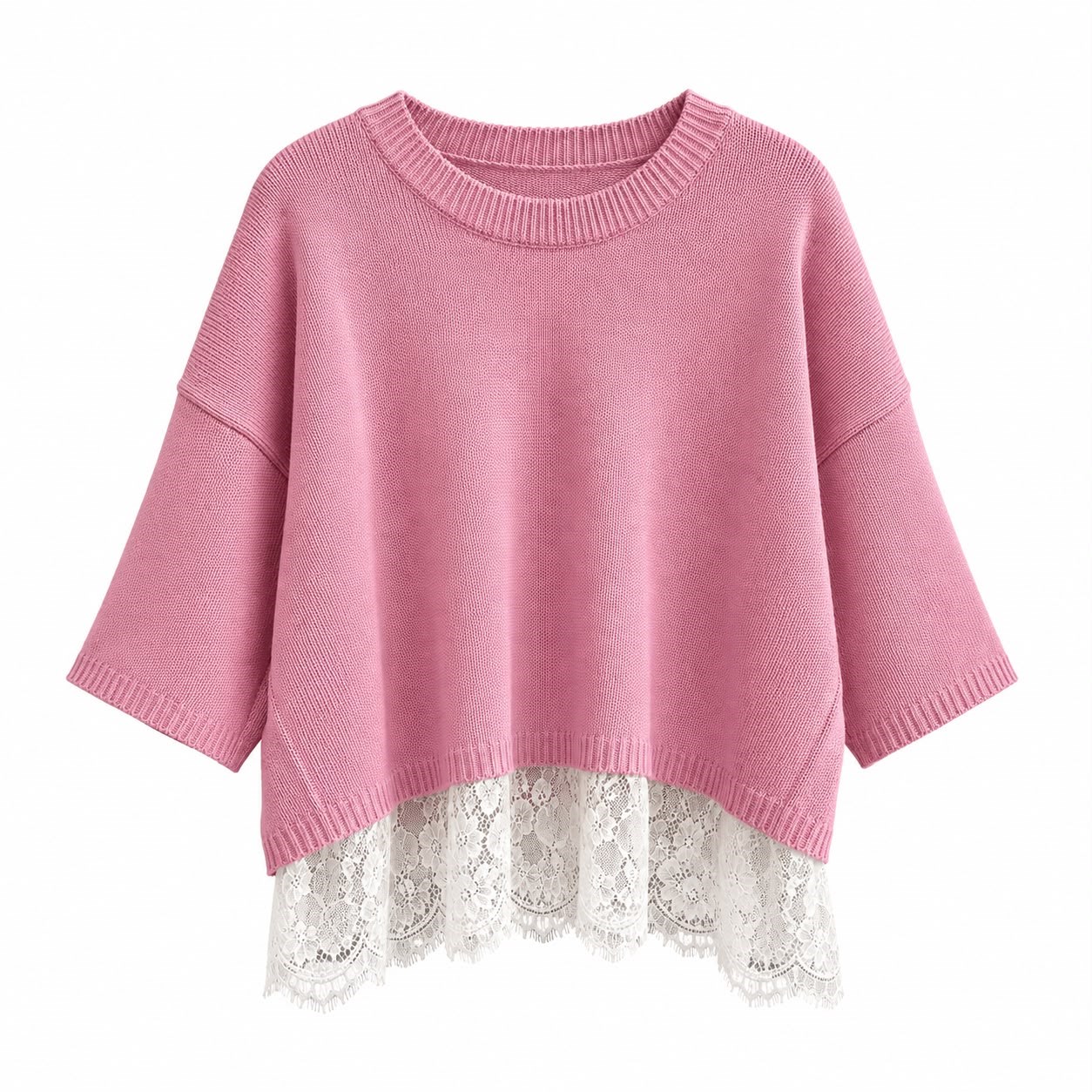 Pembe Kol Dantelli Bluz