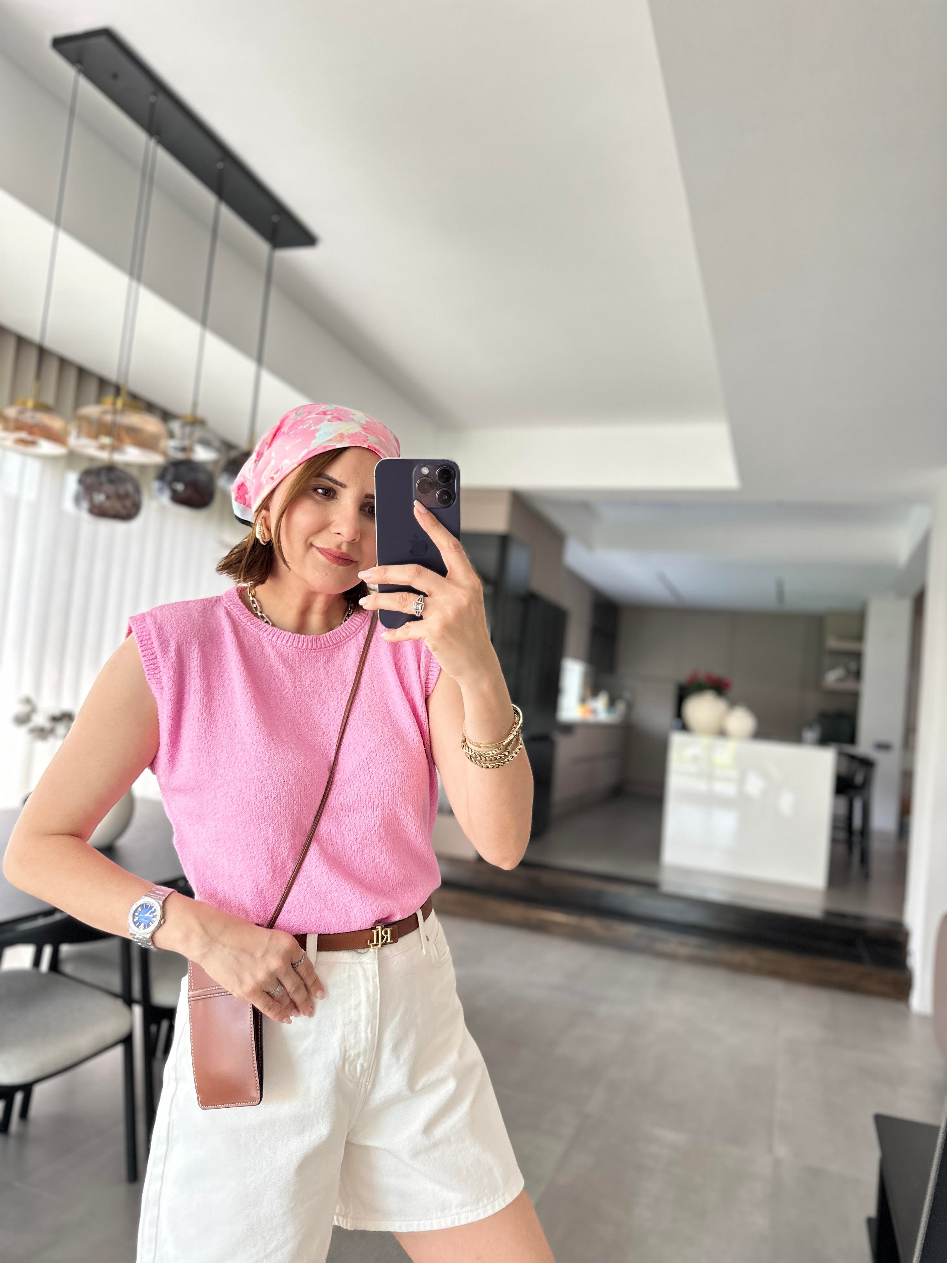 Pembe Kolsuz Merserize Bluz