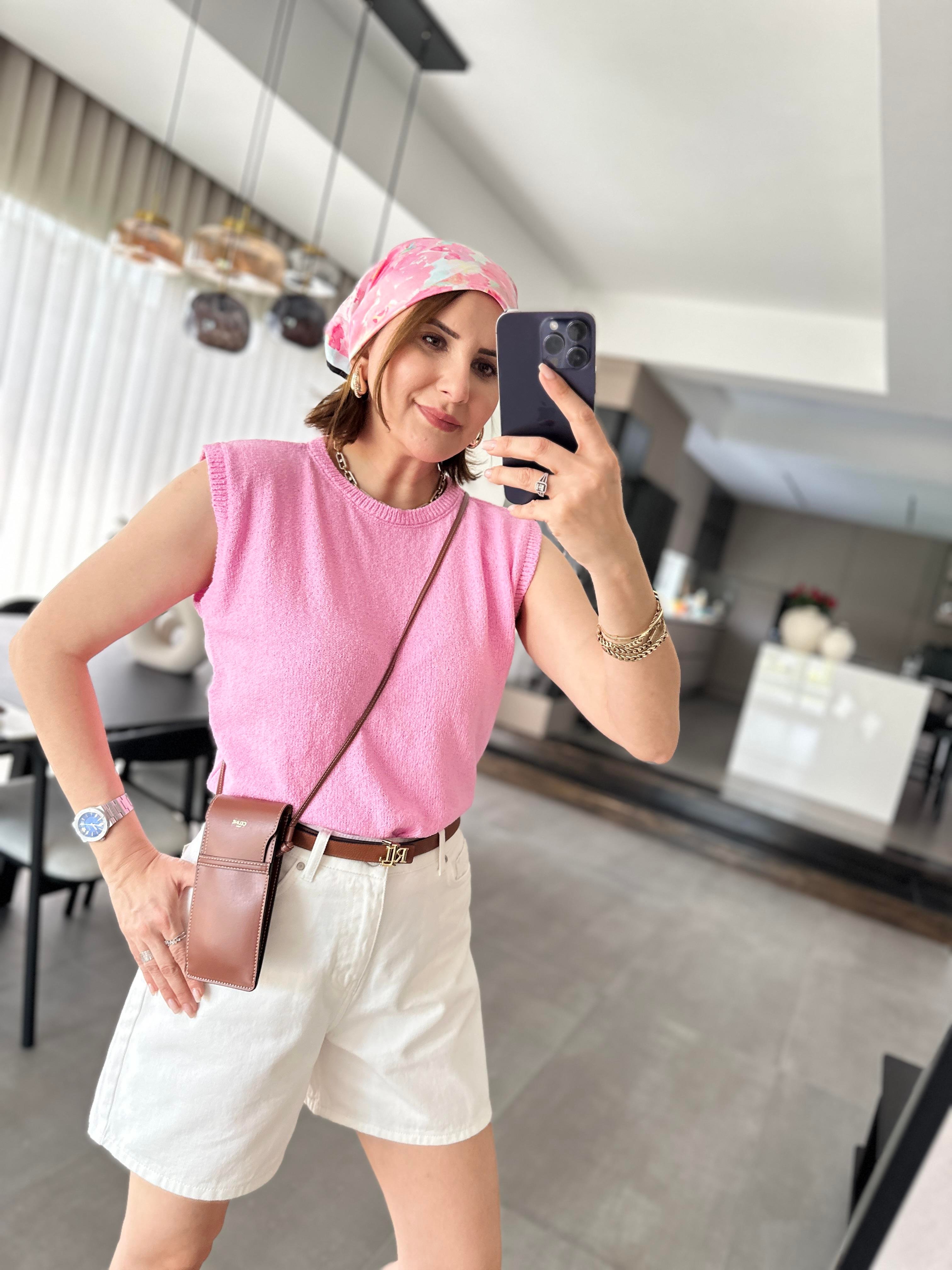 Pembe Kolsuz Merserize Bluz