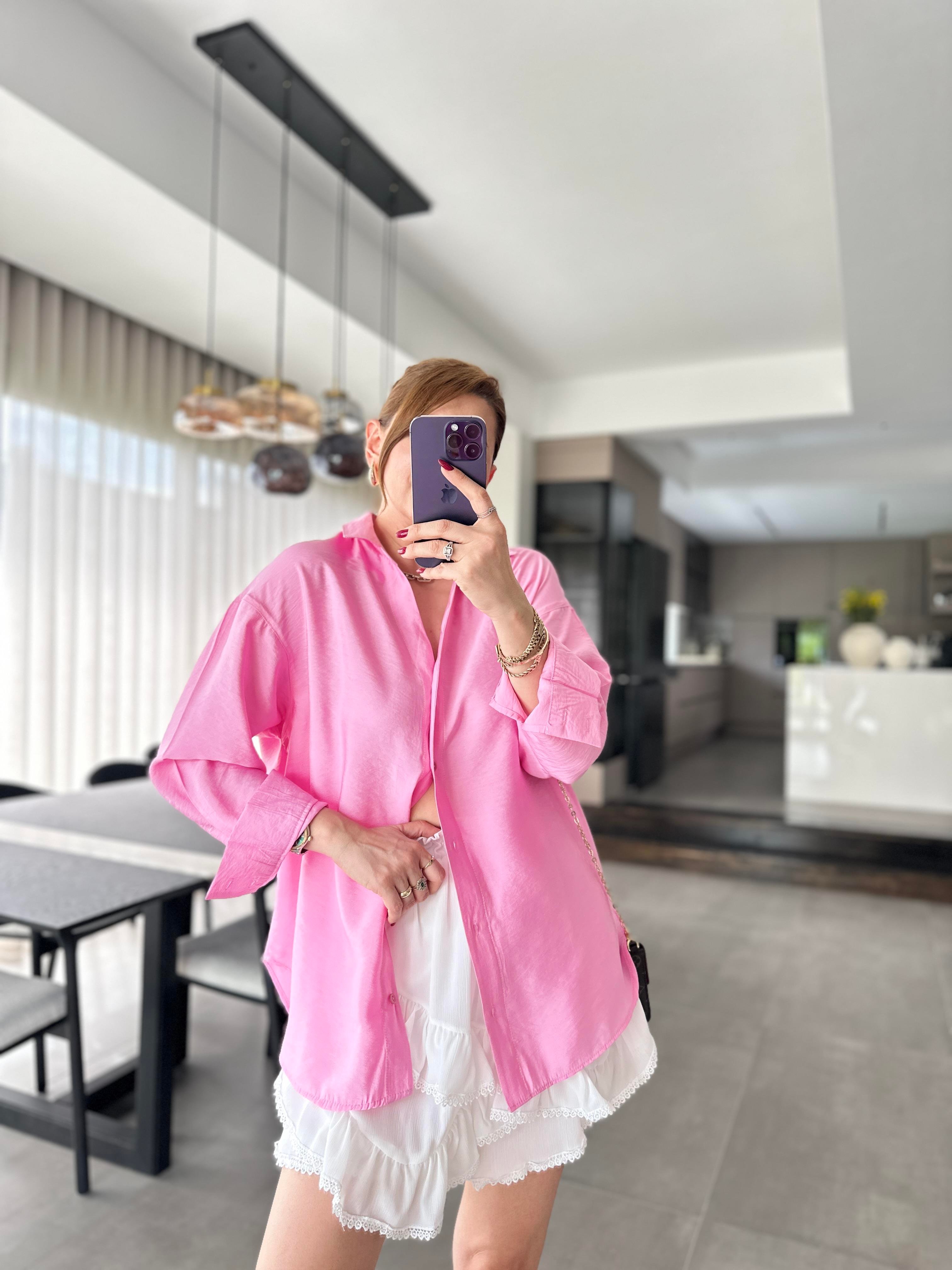 Pembe Modal Oversize Gömlek