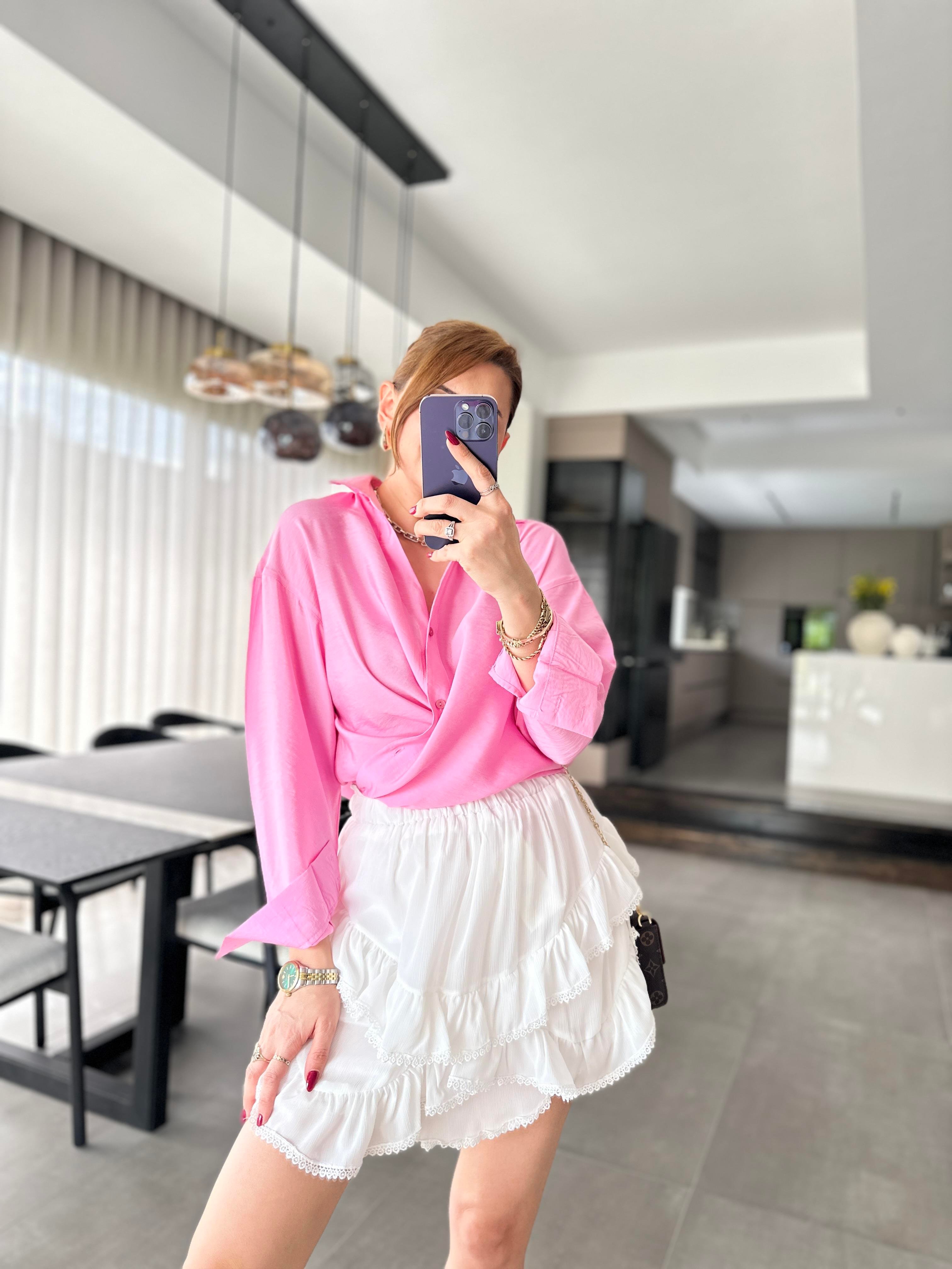 Pembe Modal Oversize Gömlek