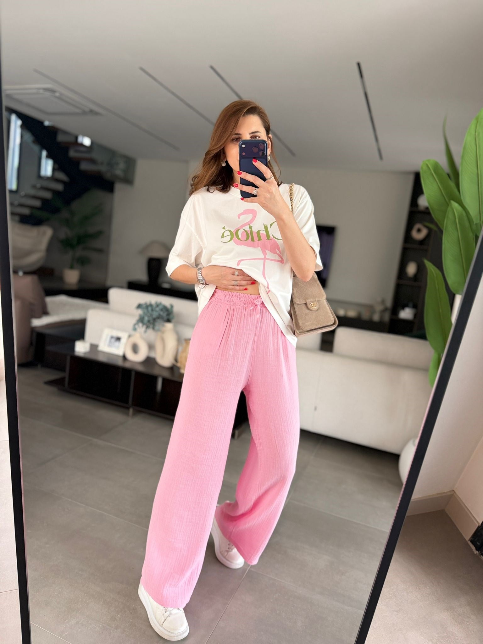 Pembe Müslin Pantolon