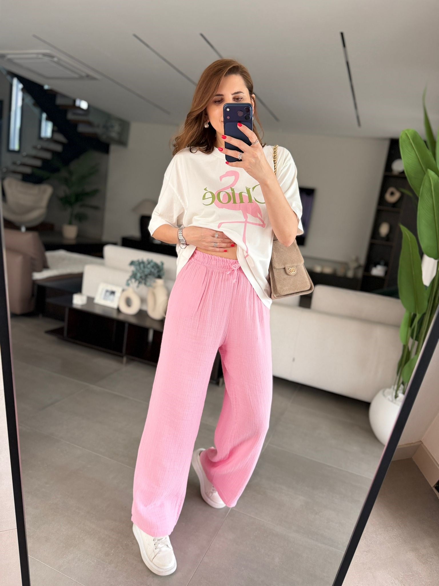 Pembe Müslin Pantolon