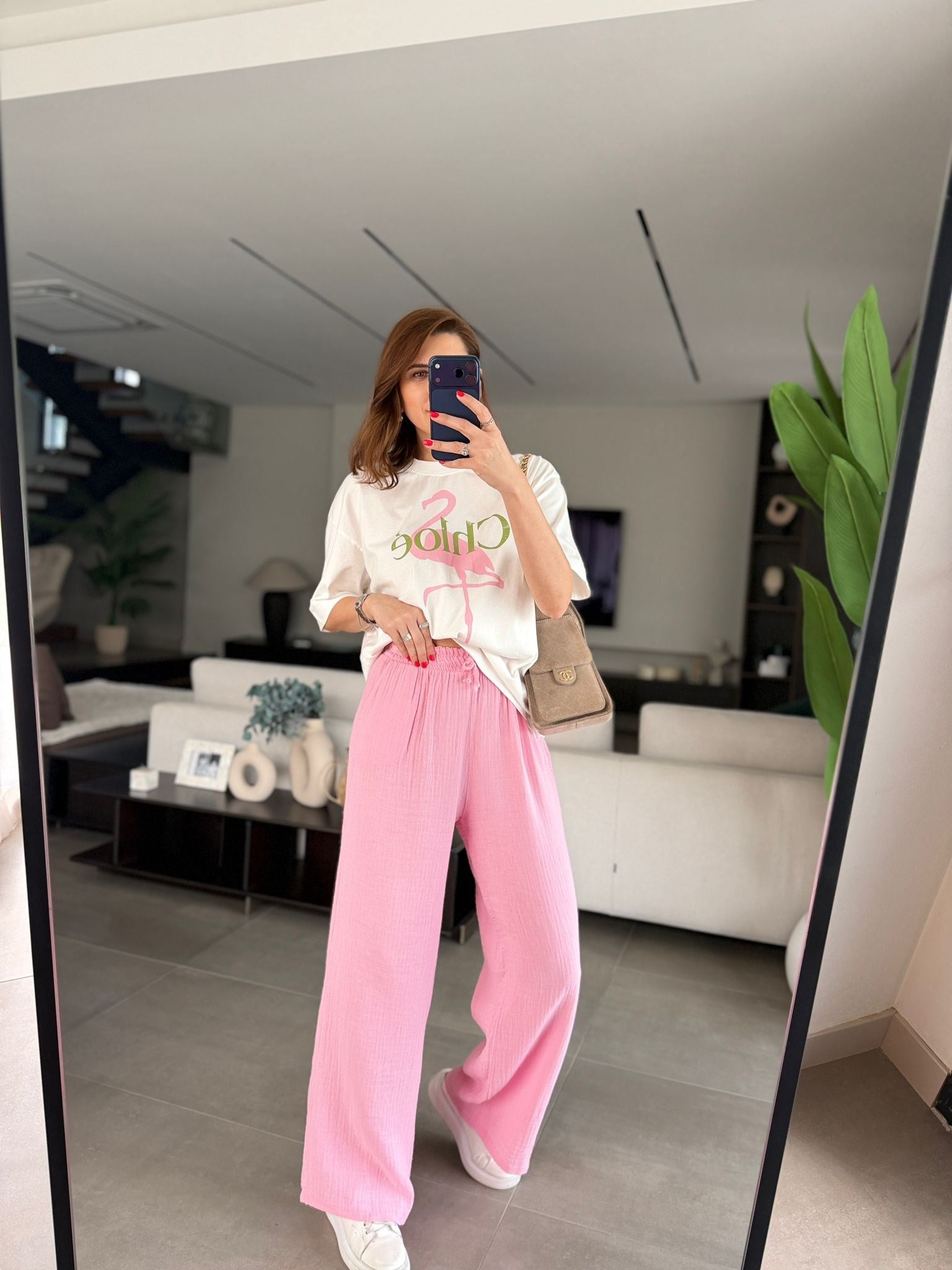 Pembe Müslin Pantolon