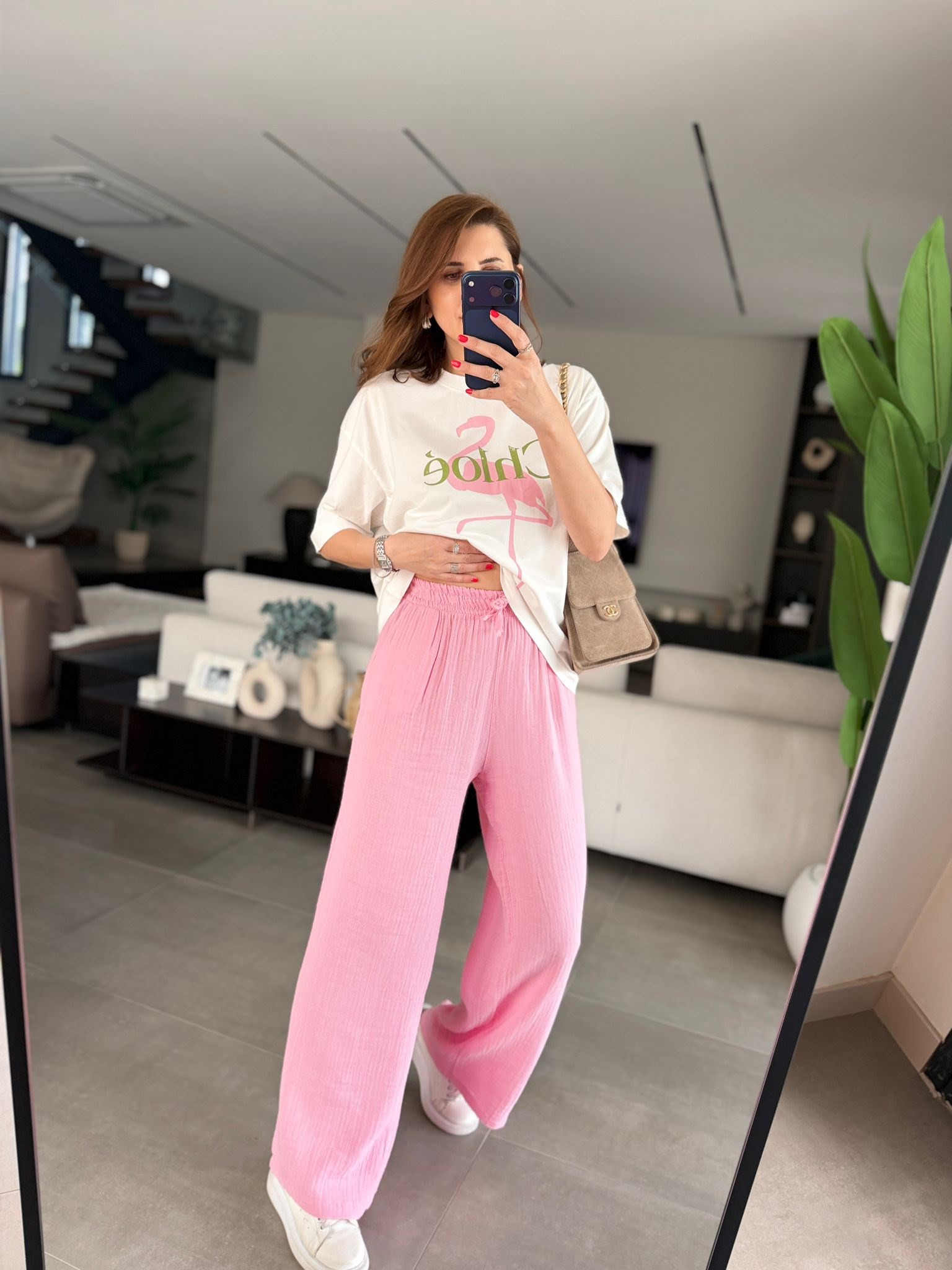 Pembe Müslin Pantolon