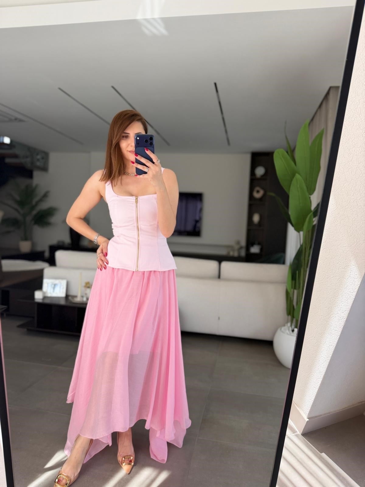 Pembe Peri Astarlı Tül Etek
