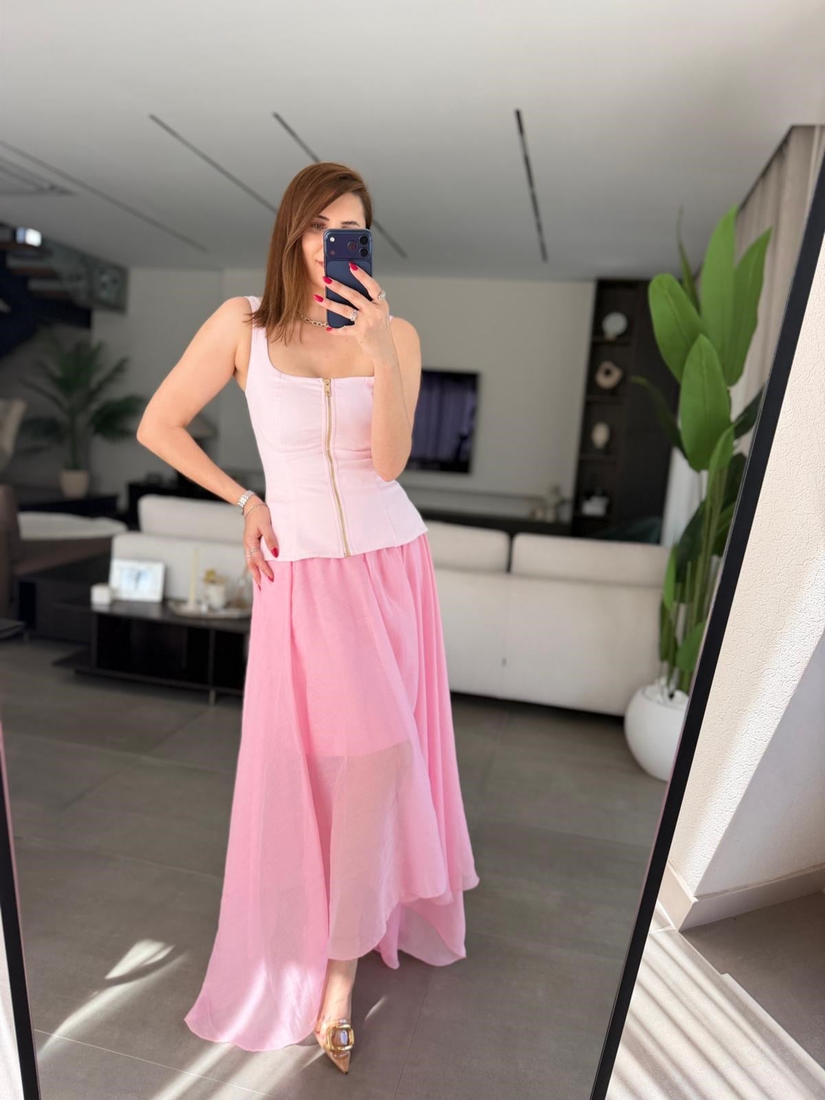 Pembe Peri Astarlı Tül Etek