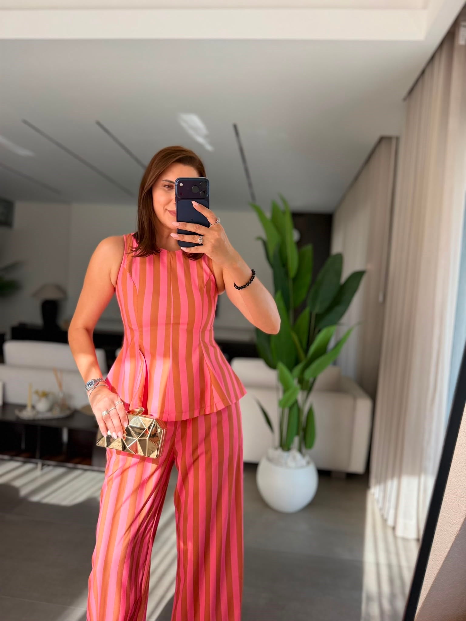 Pembe Sorbe Çizgili Takım