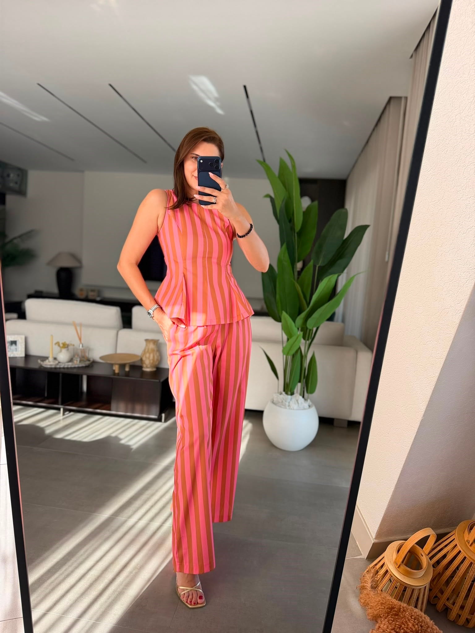 Pembe Sorbe Çizgili Takım