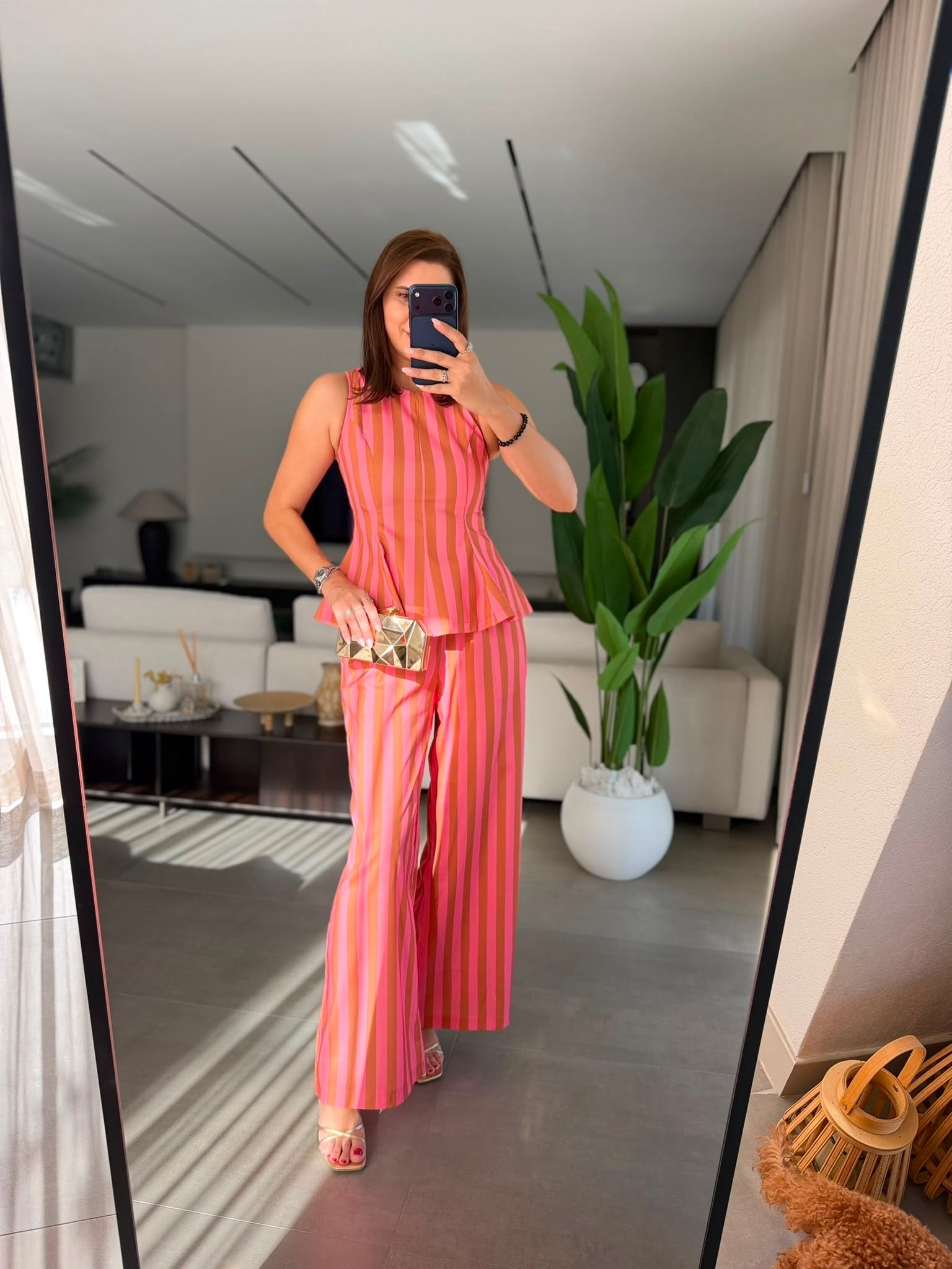 Pembe Sorbe Çizgili Takım