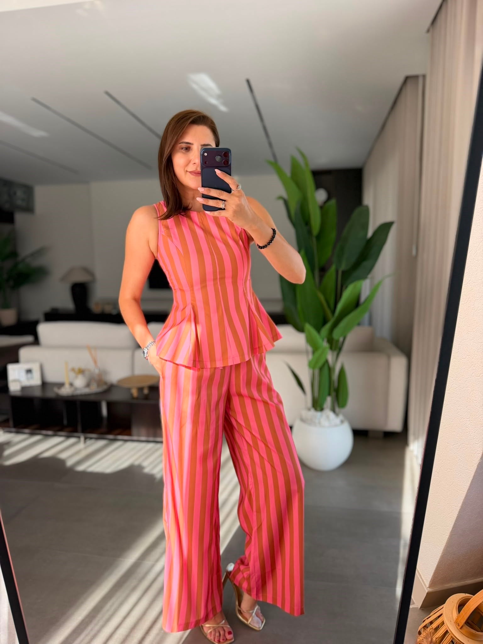 Pembe Sorbe Çizgili Takım