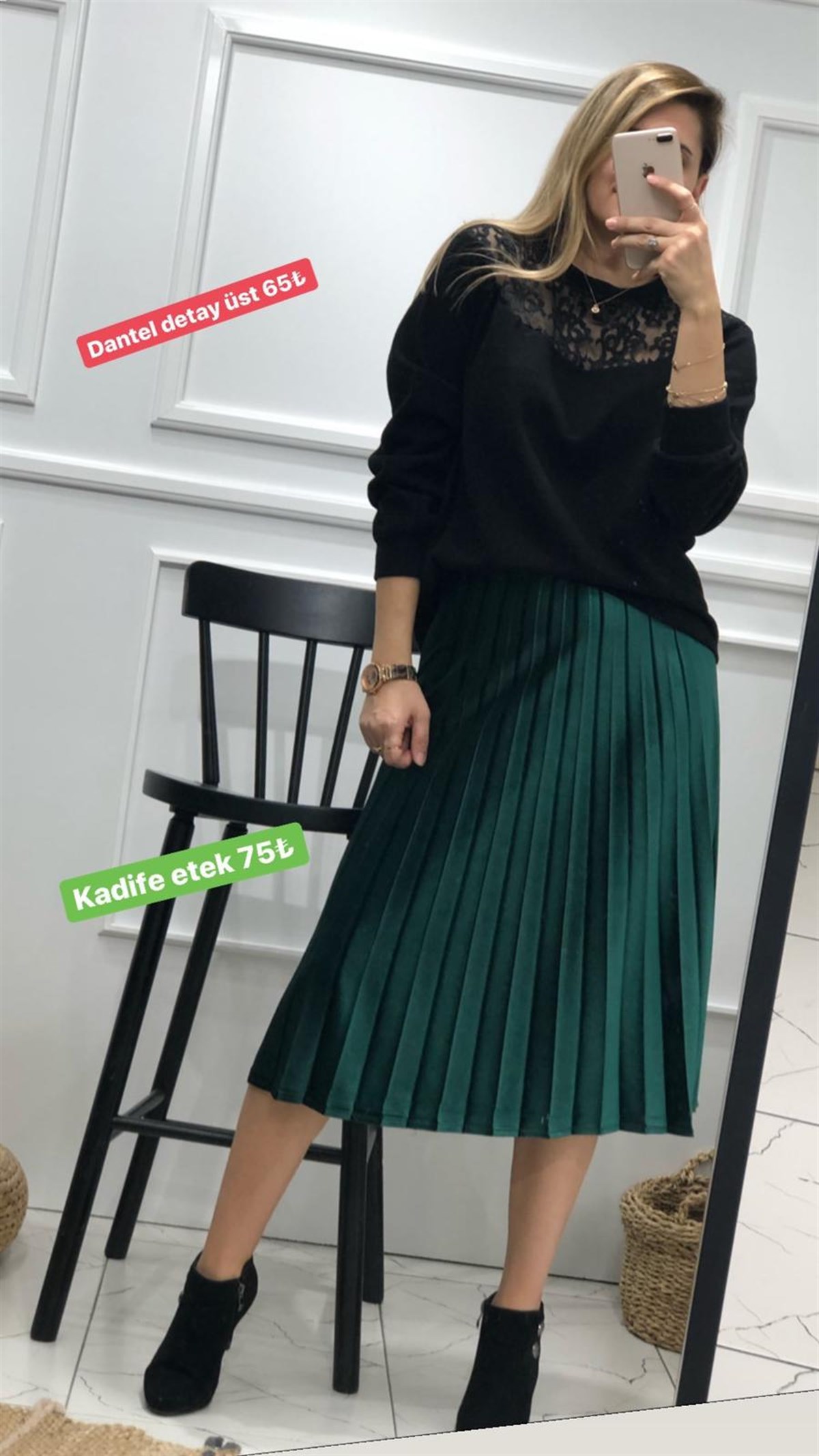 PİLELİ KADİFE ETEK