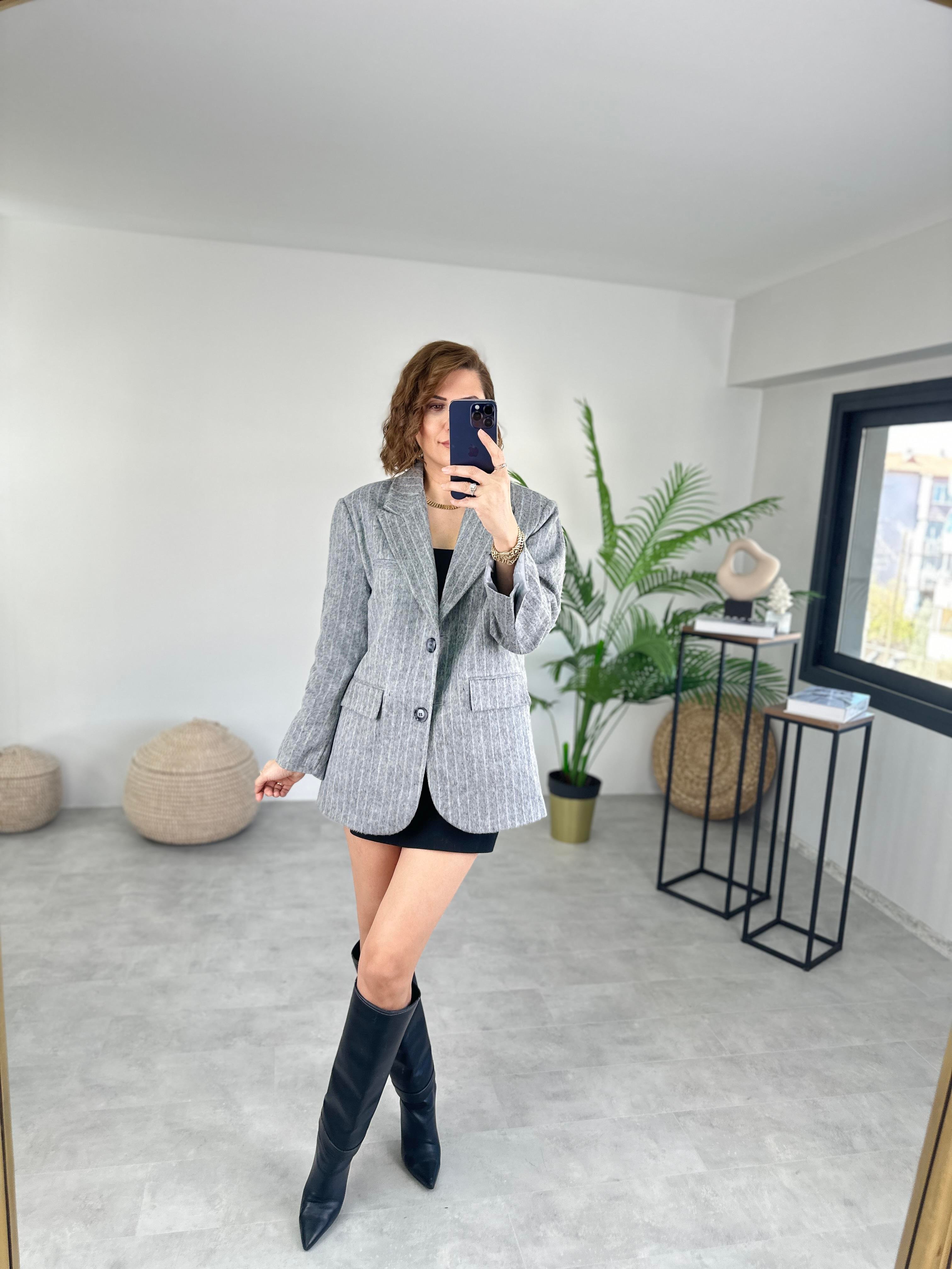 PİNTEREST ÇİZGİLİ BLAZER CEKET