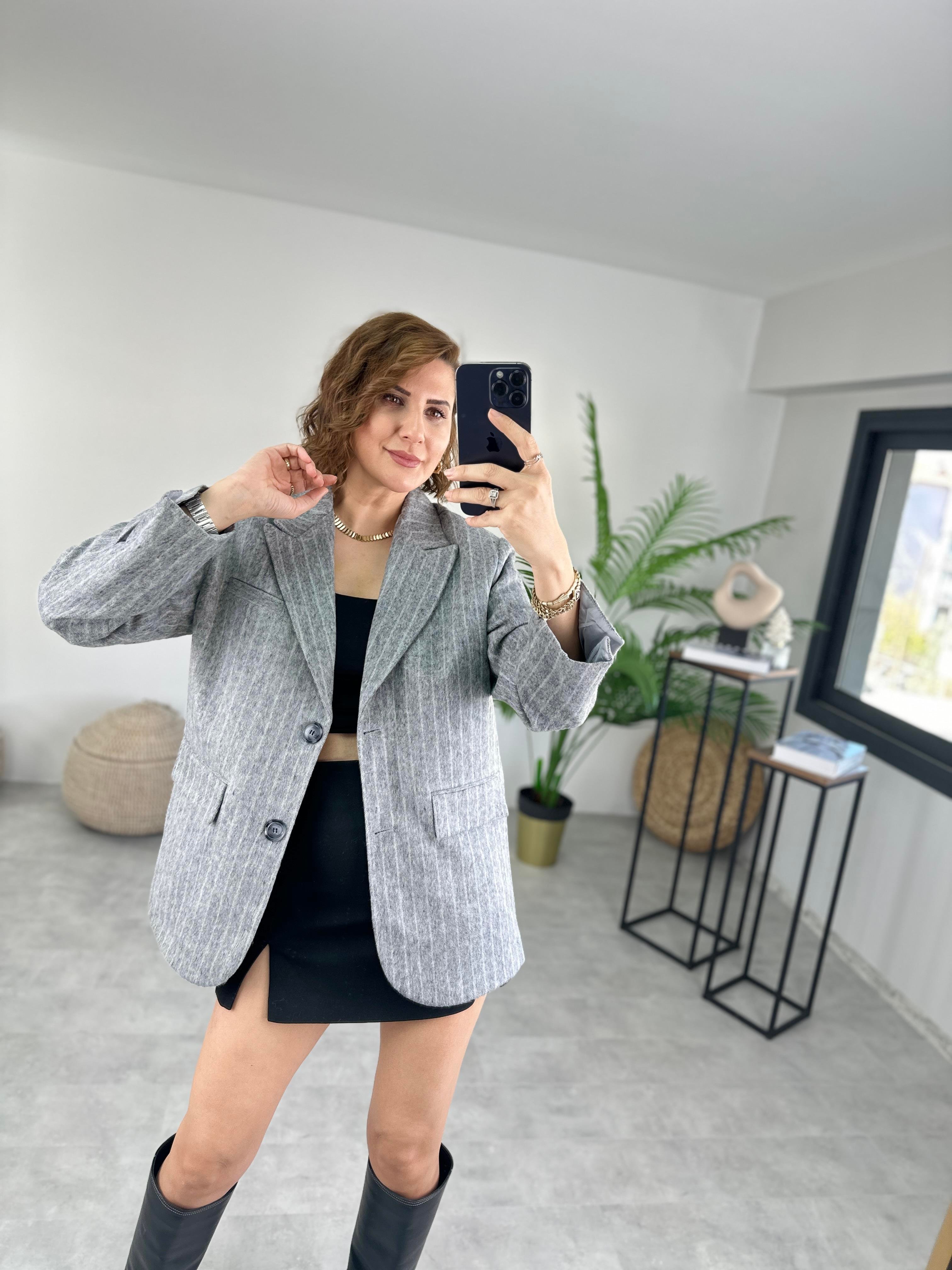 PİNTEREST ÇİZGİLİ BLAZER CEKET