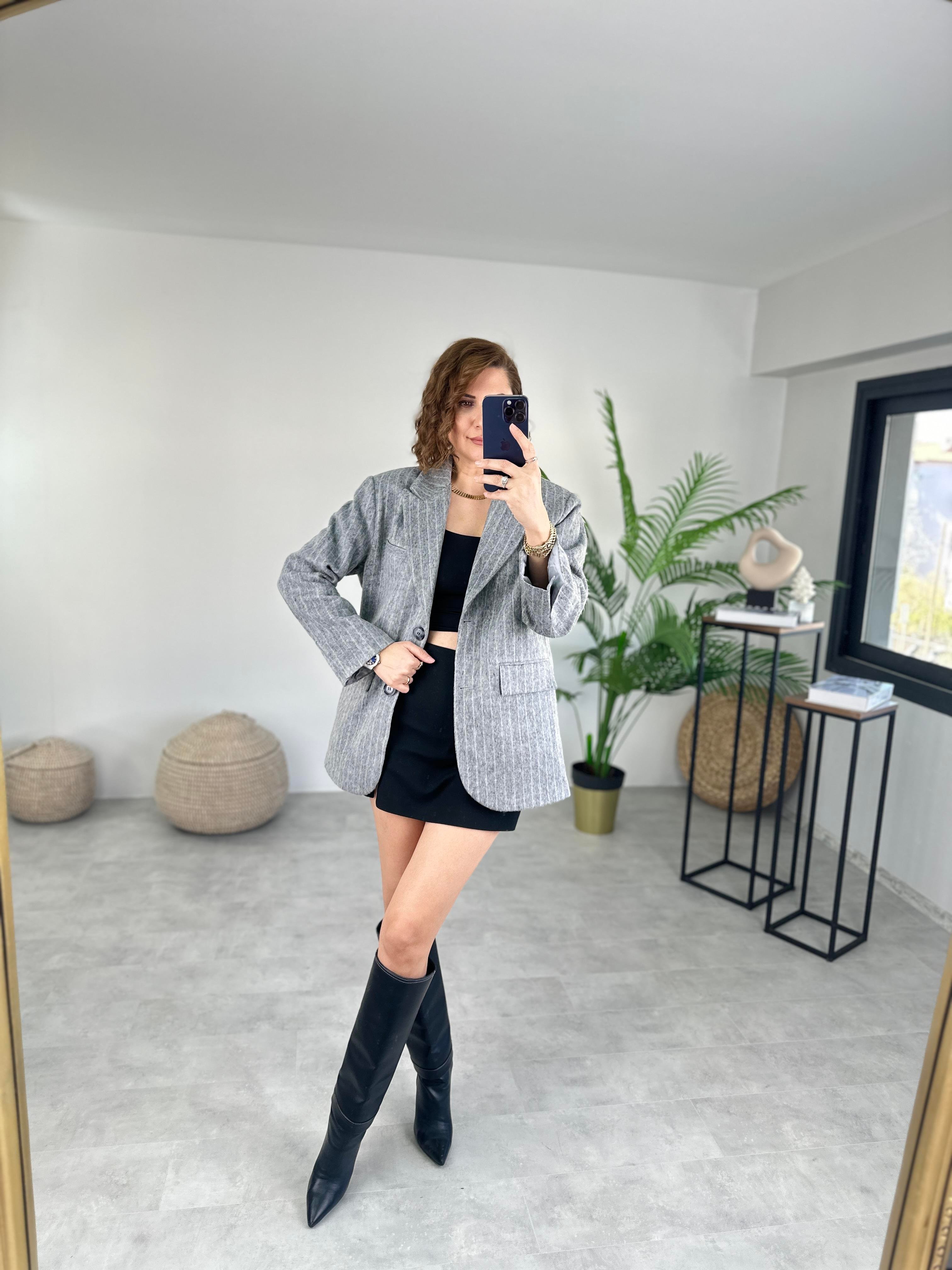 PİNTEREST ÇİZGİLİ BLAZER CEKET