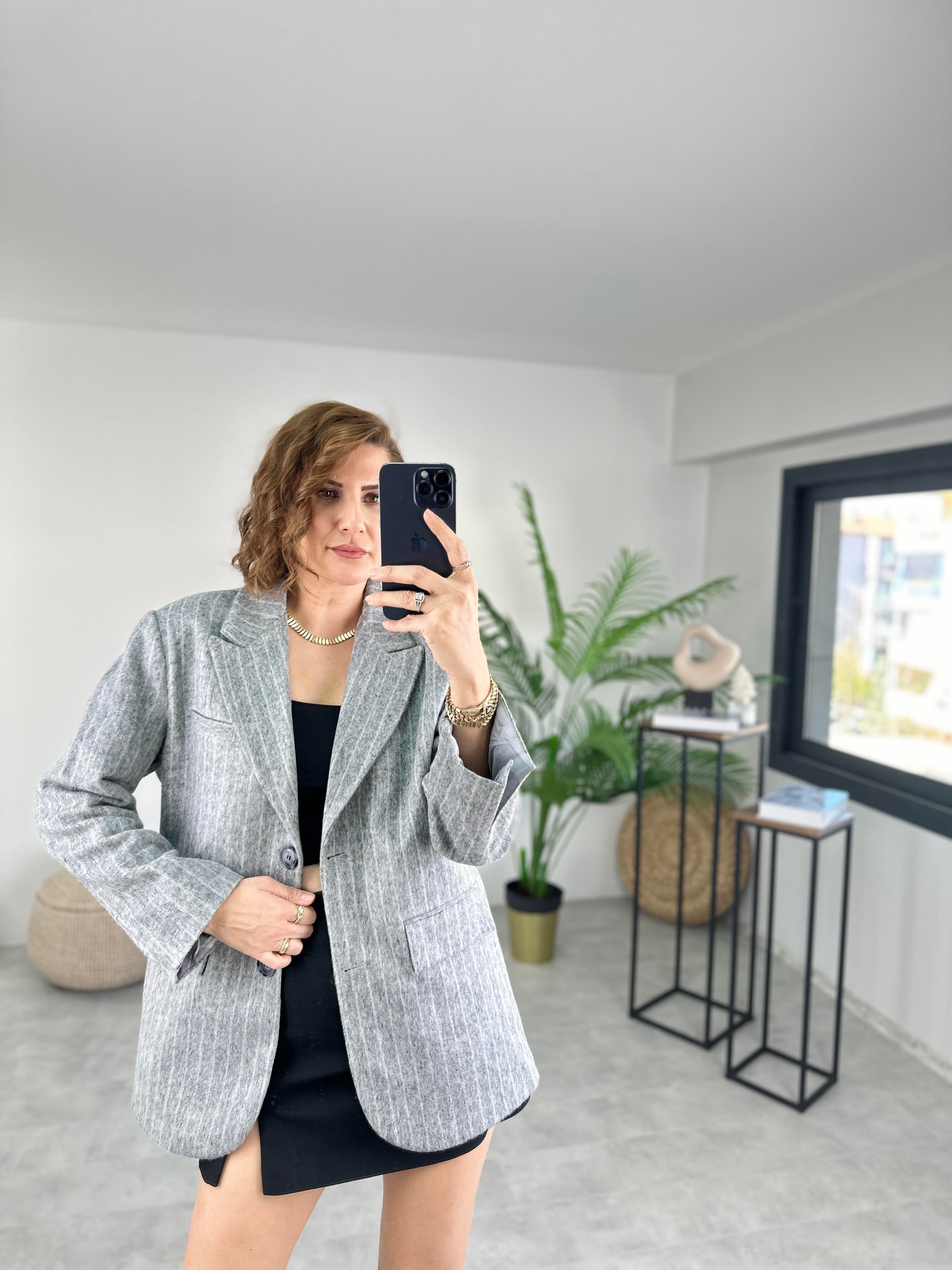PİNTEREST ÇİZGİLİ BLAZER CEKET