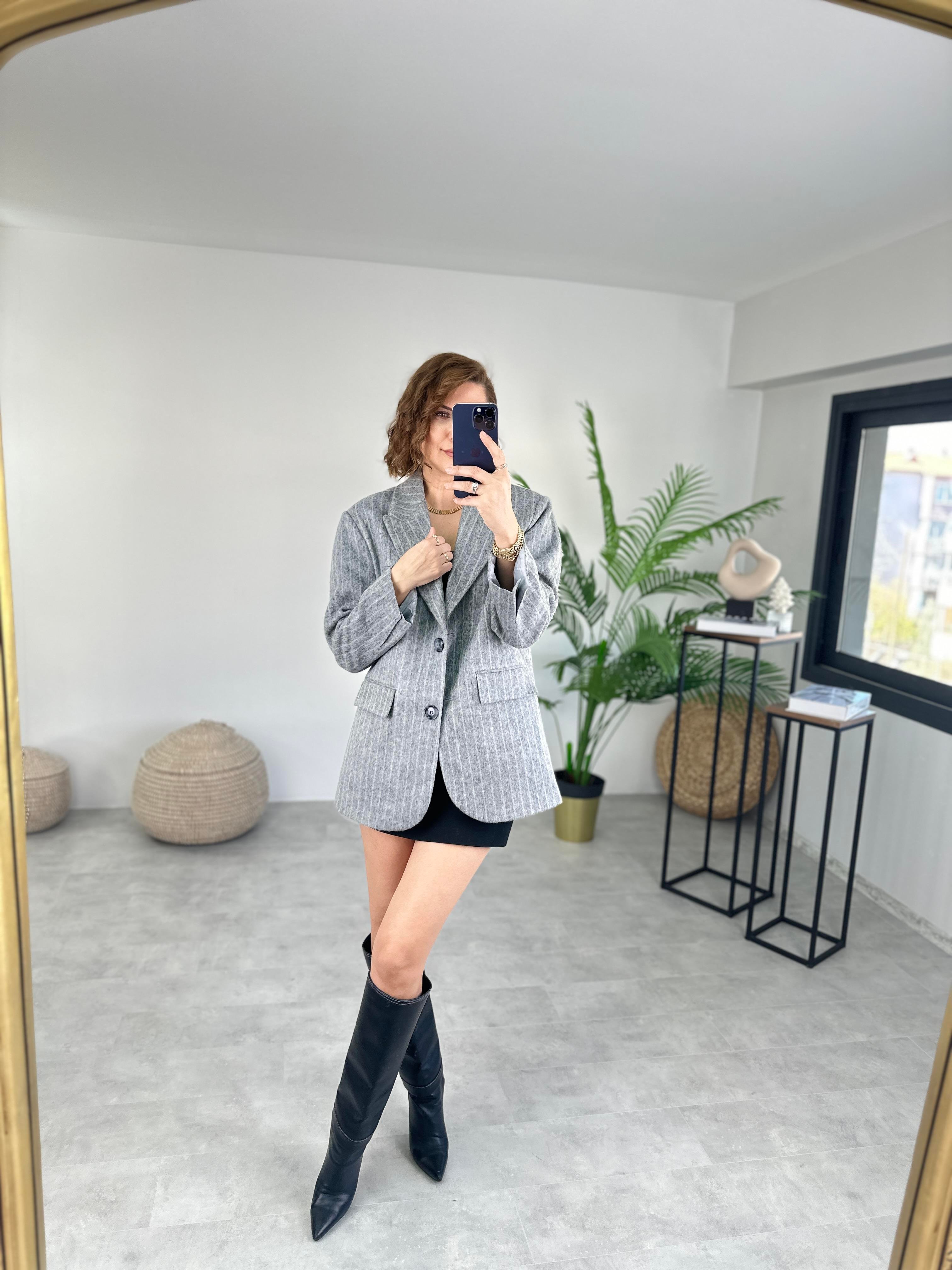 PİNTEREST ÇİZGİLİ BLAZER CEKET