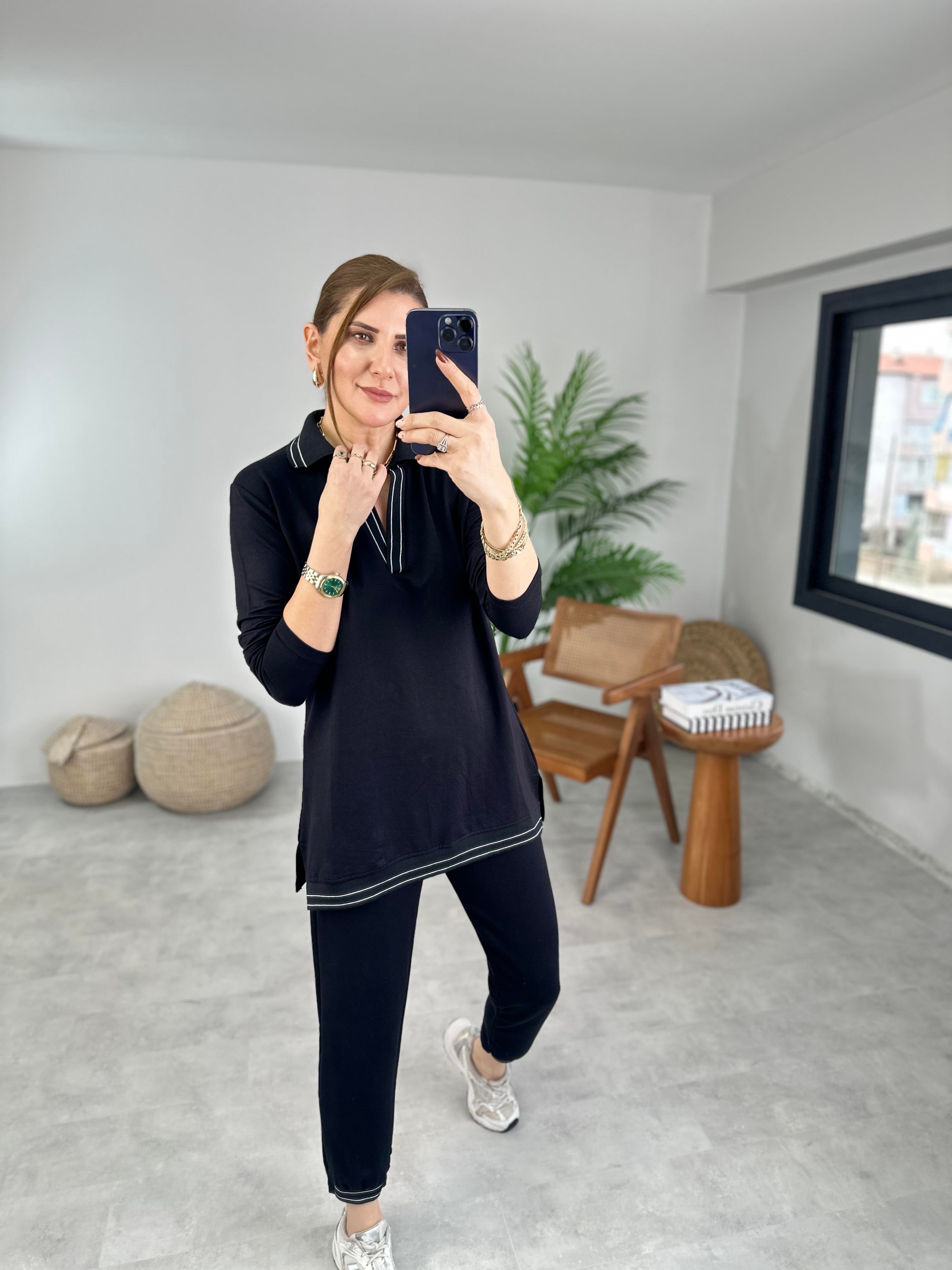 Polo Yaka Ribana Detaylı Takım