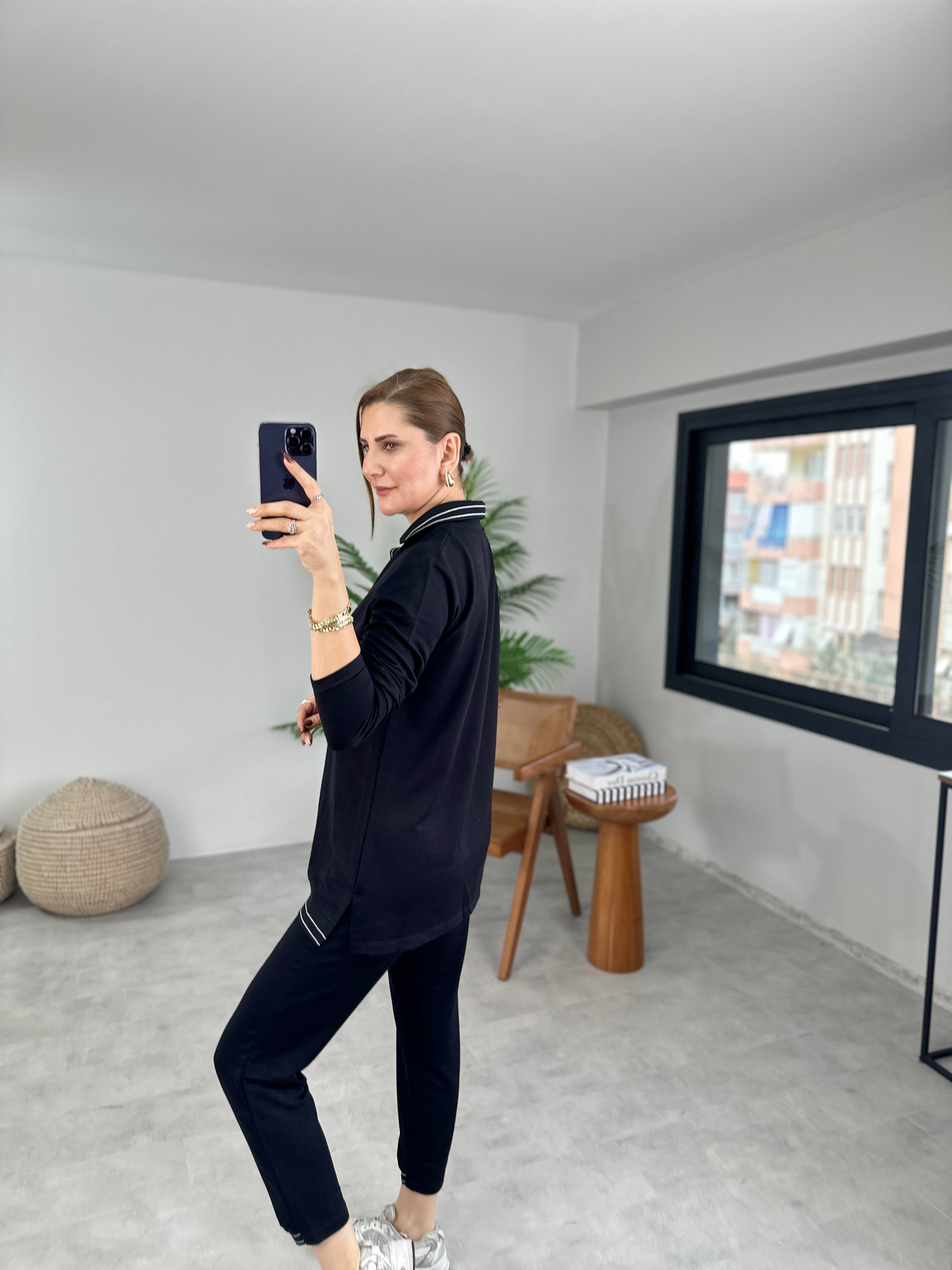 Polo Yaka Ribana Detaylı Takım
