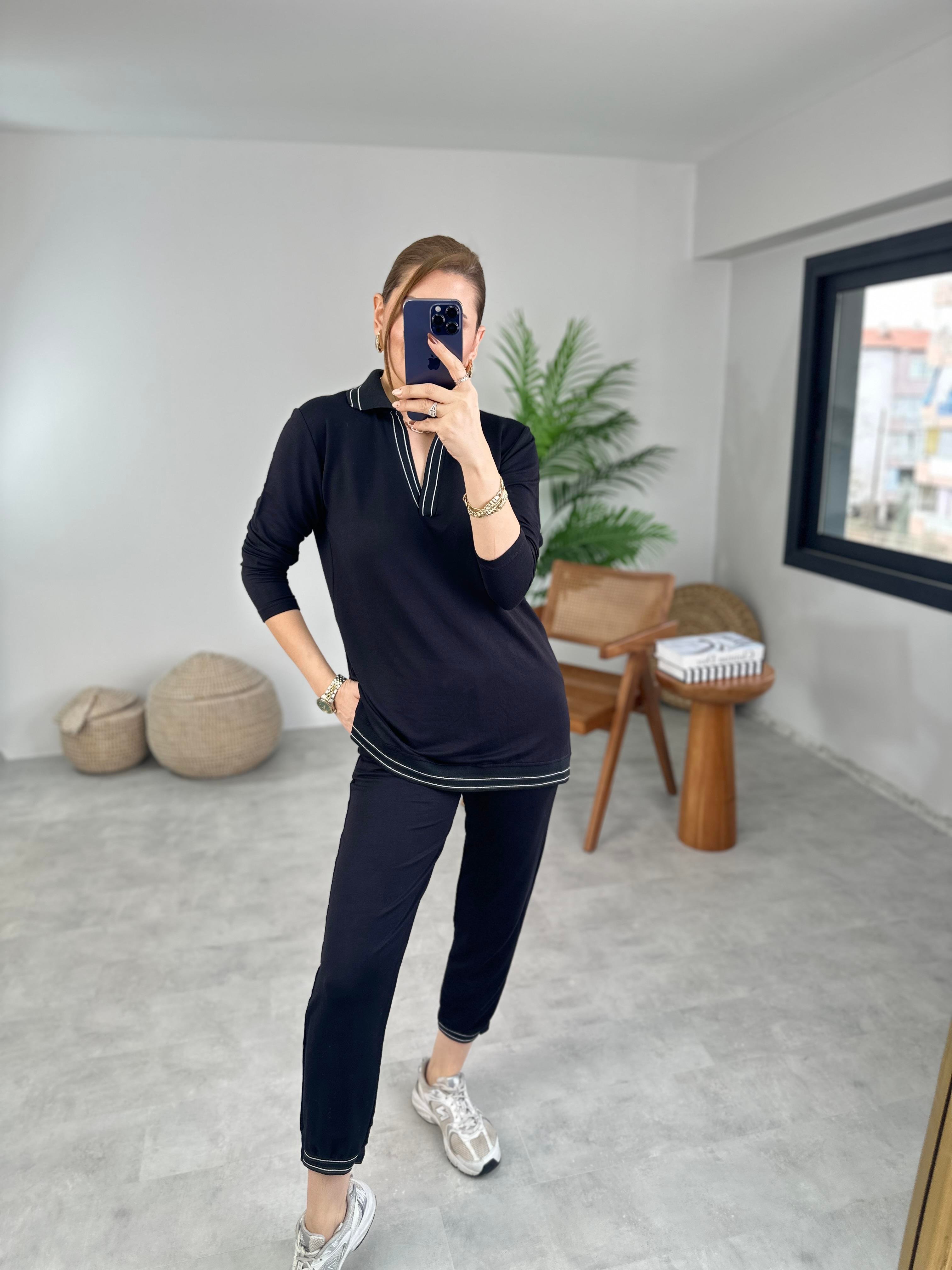 Polo Yaka Ribana Detaylı Takım