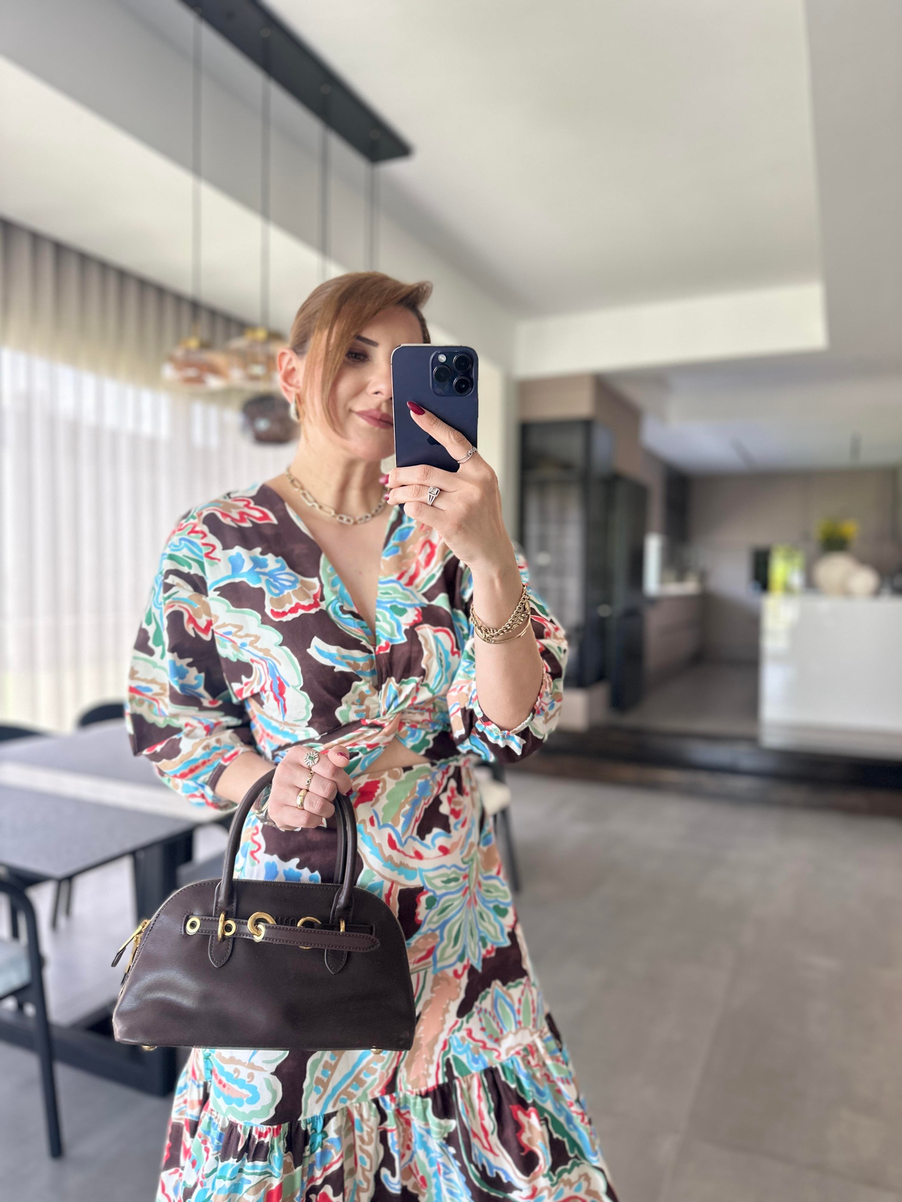 Poplin Desenli Elbise