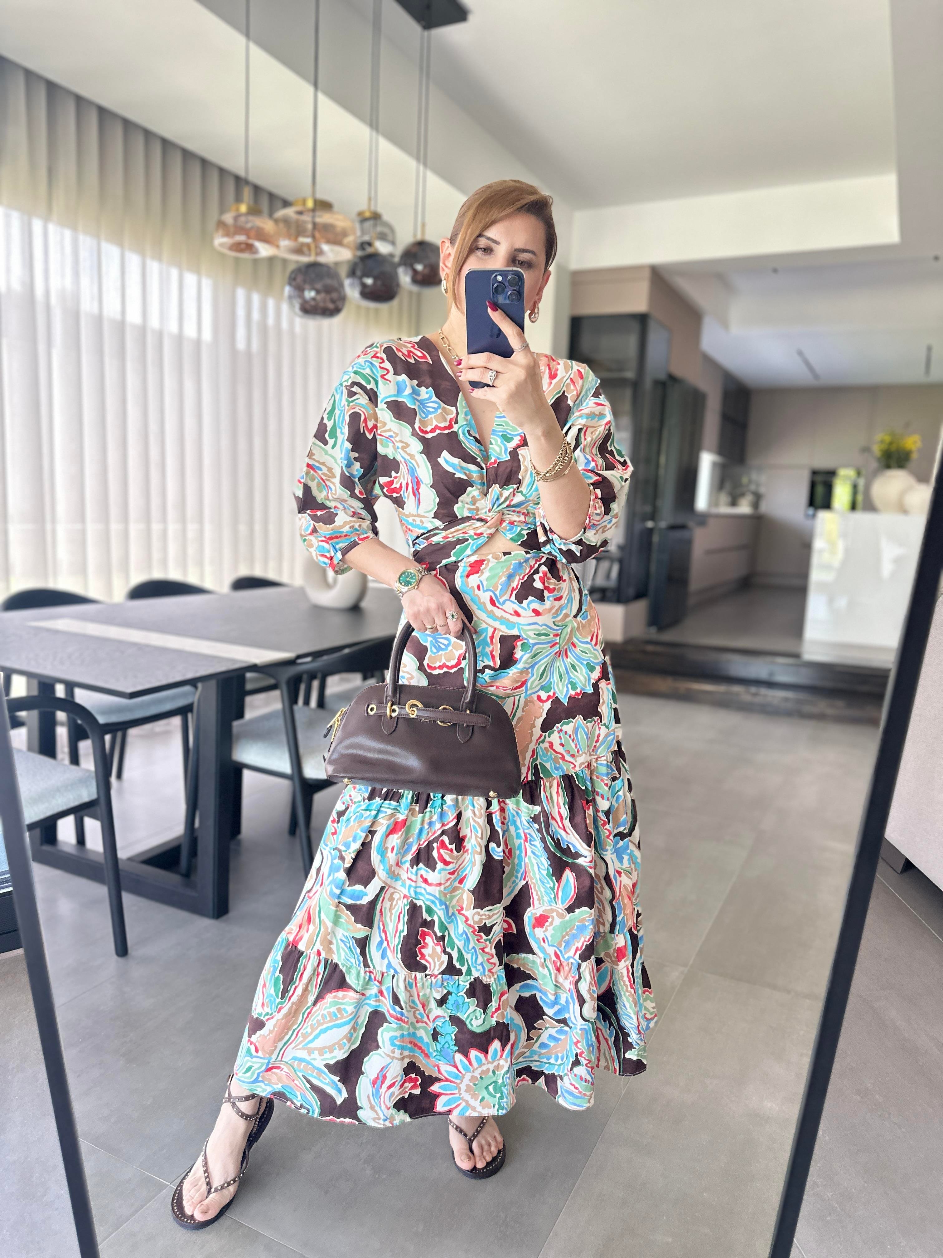 Poplin Desenli Elbise