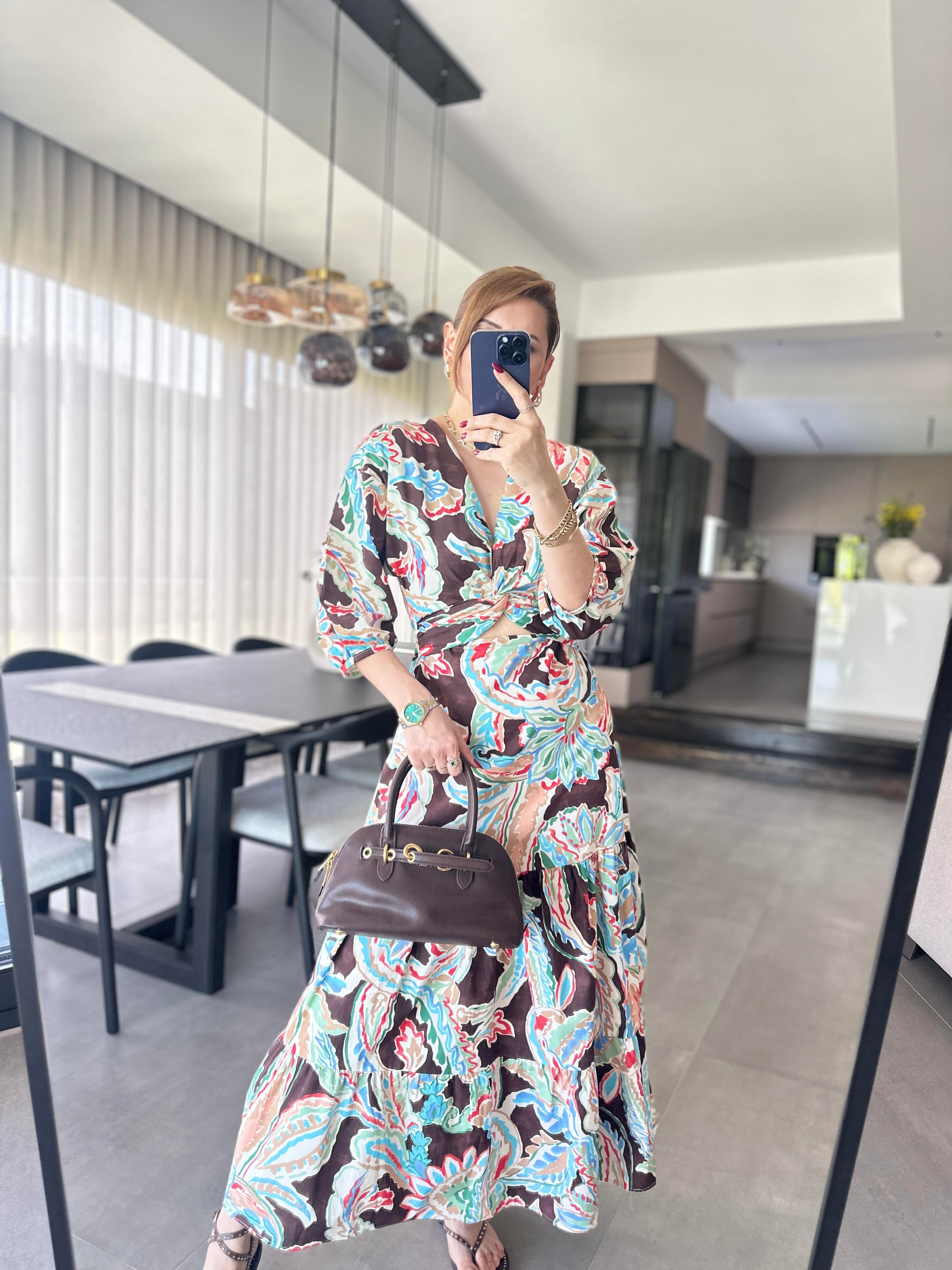 Poplin Desenli Elbise