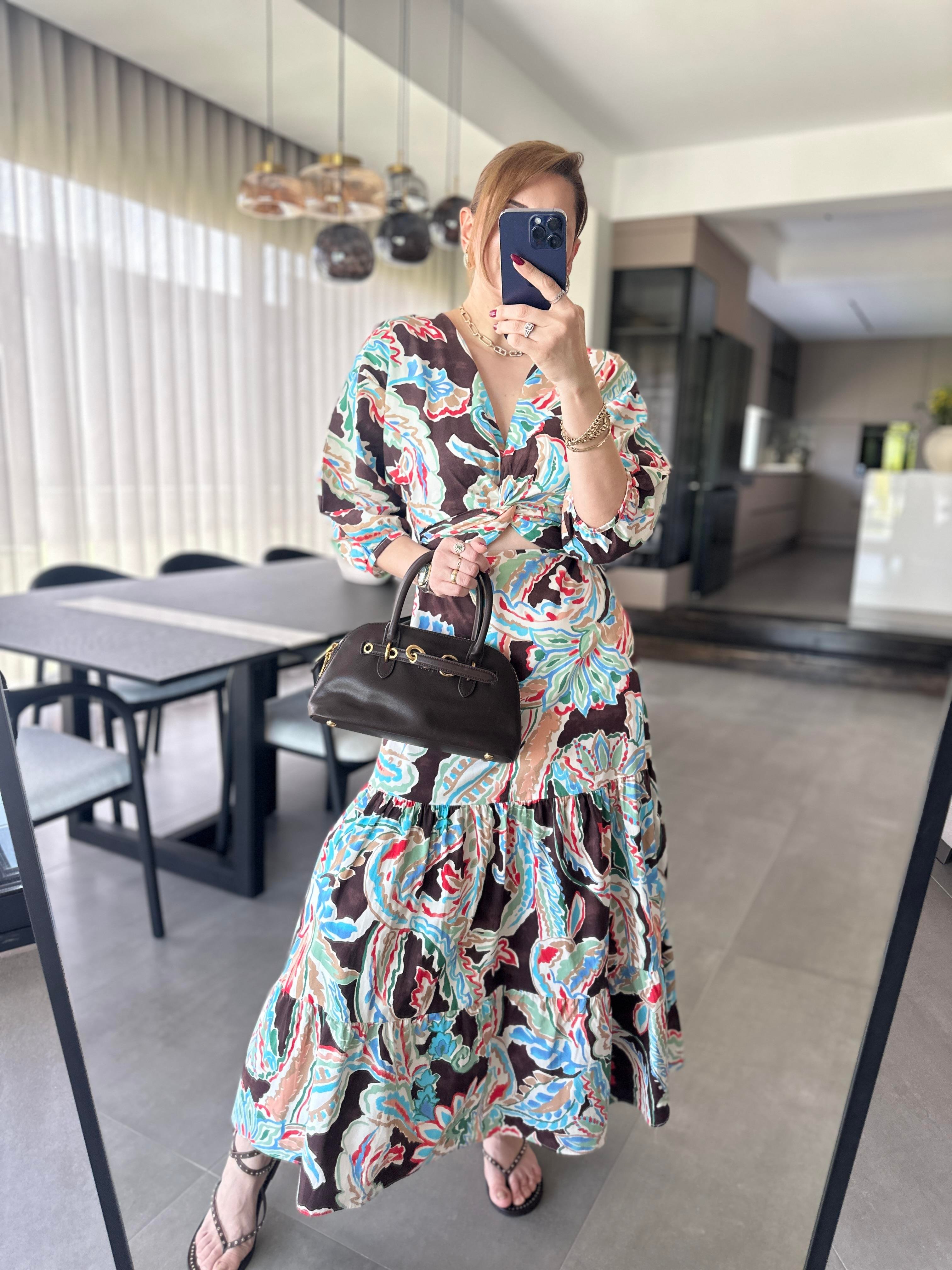Poplin Desenli Elbise
