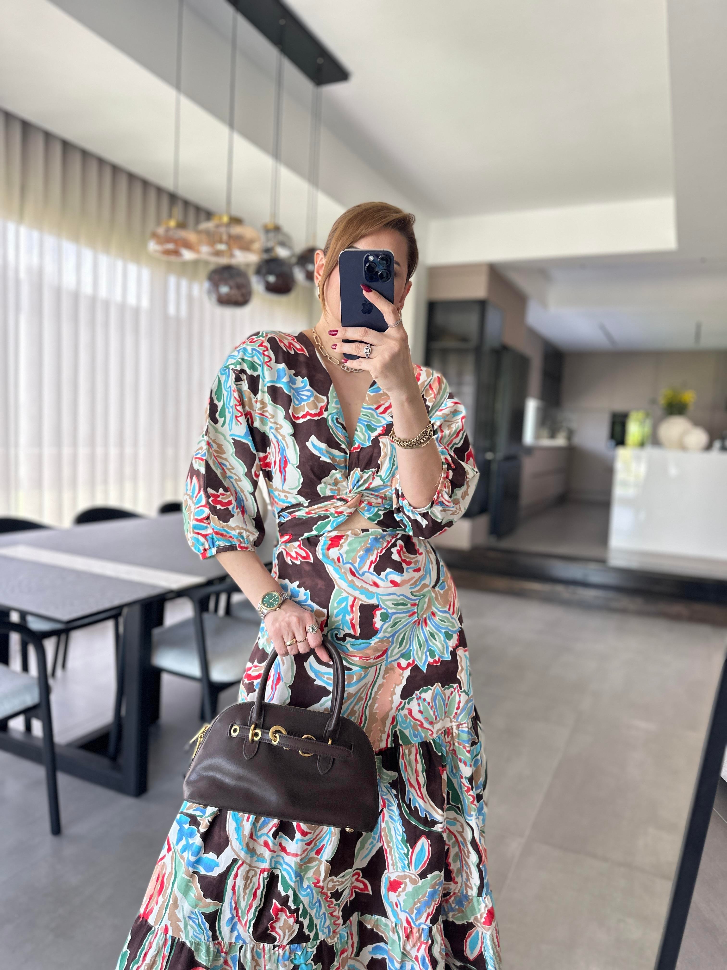 Poplin Desenli Elbise