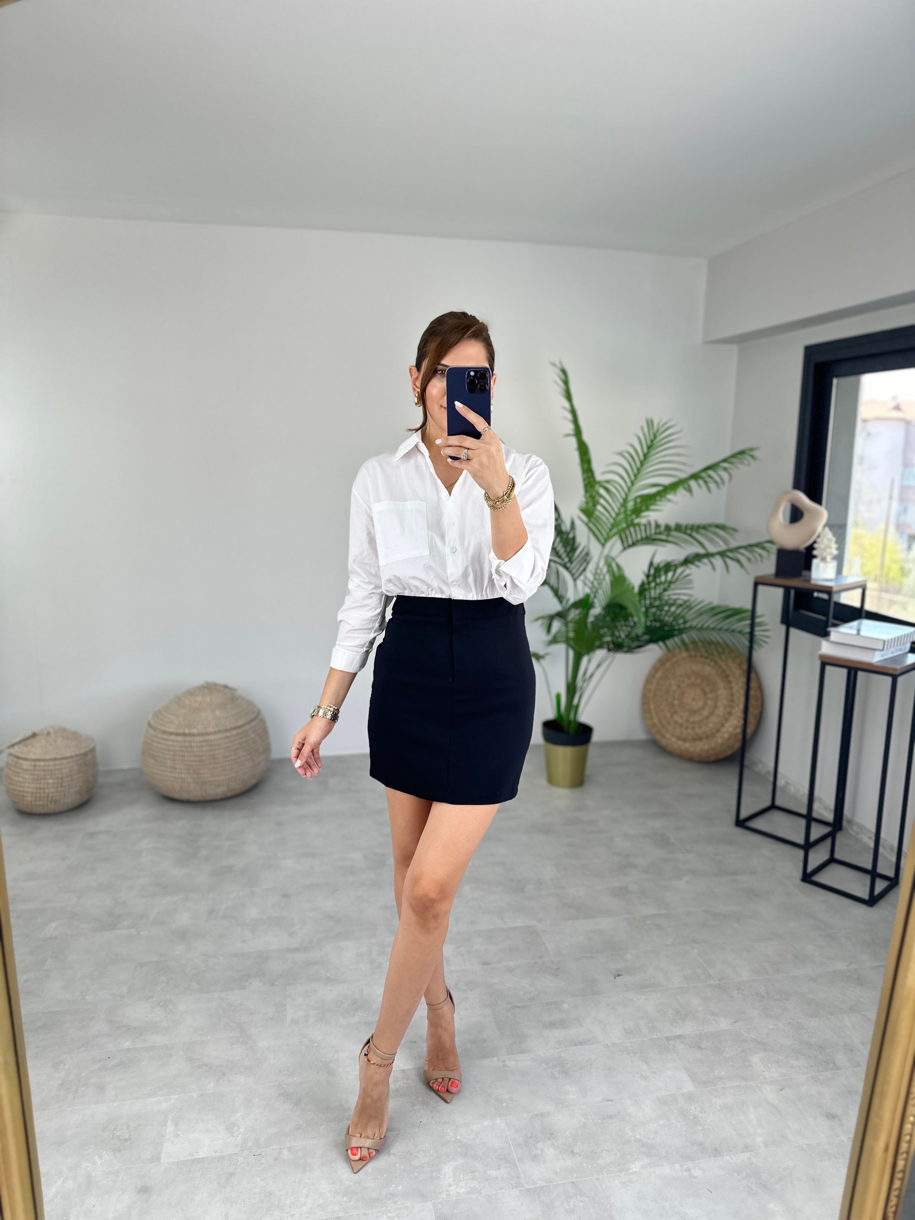 POPLİN DETAYLI ELBİSE