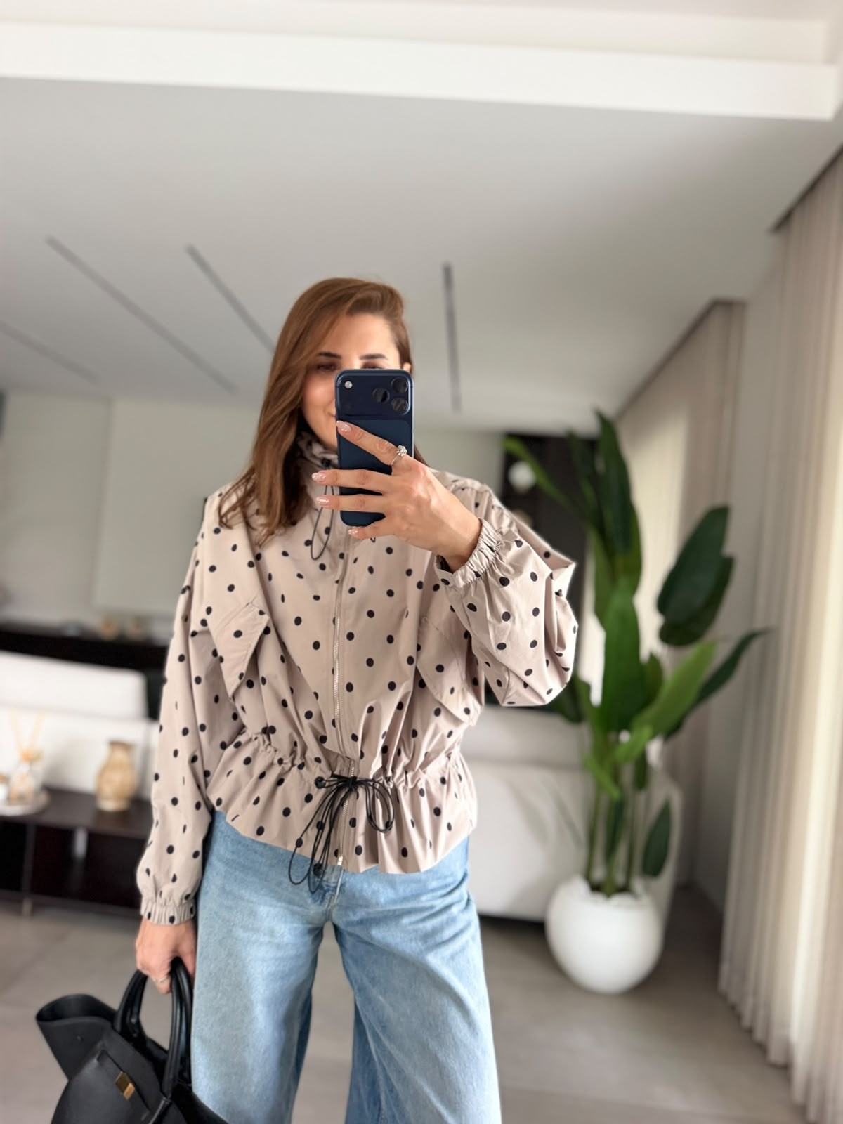 Puantiyeli Bomber Ceket