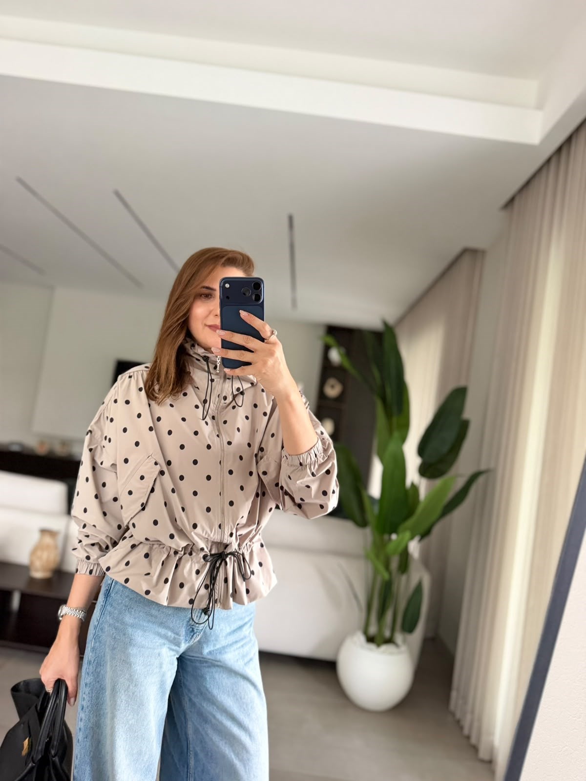 Puantiyeli Bomber Ceket