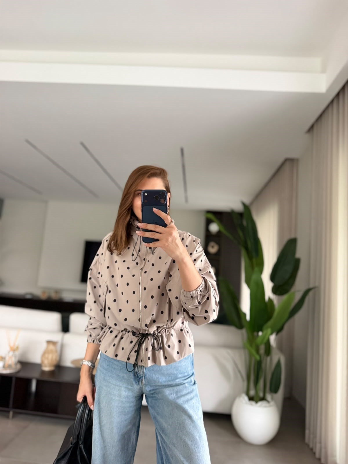 Puantiyeli Bomber Ceket