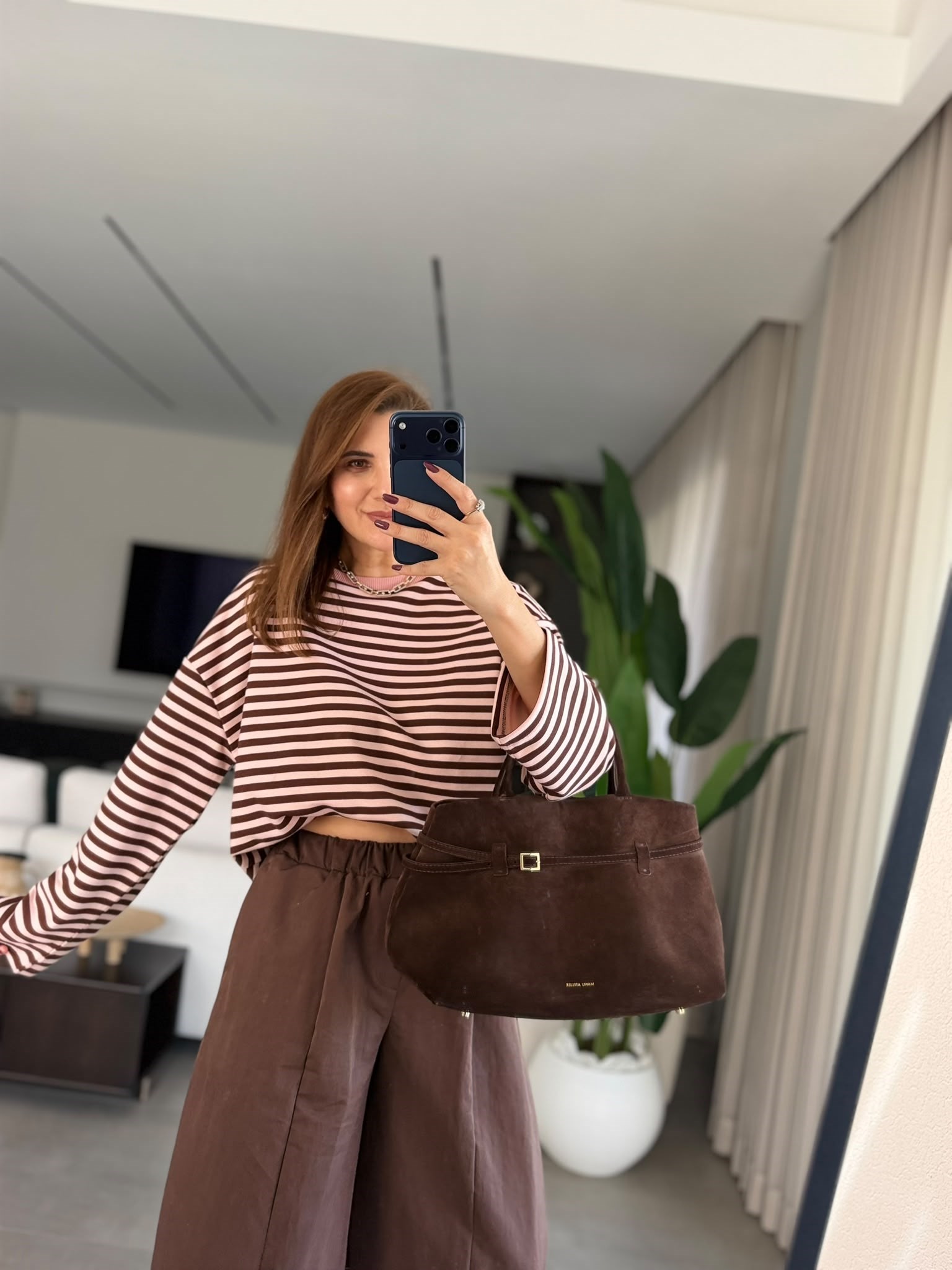 Pudra  Liza Çizgili Sweatshırt